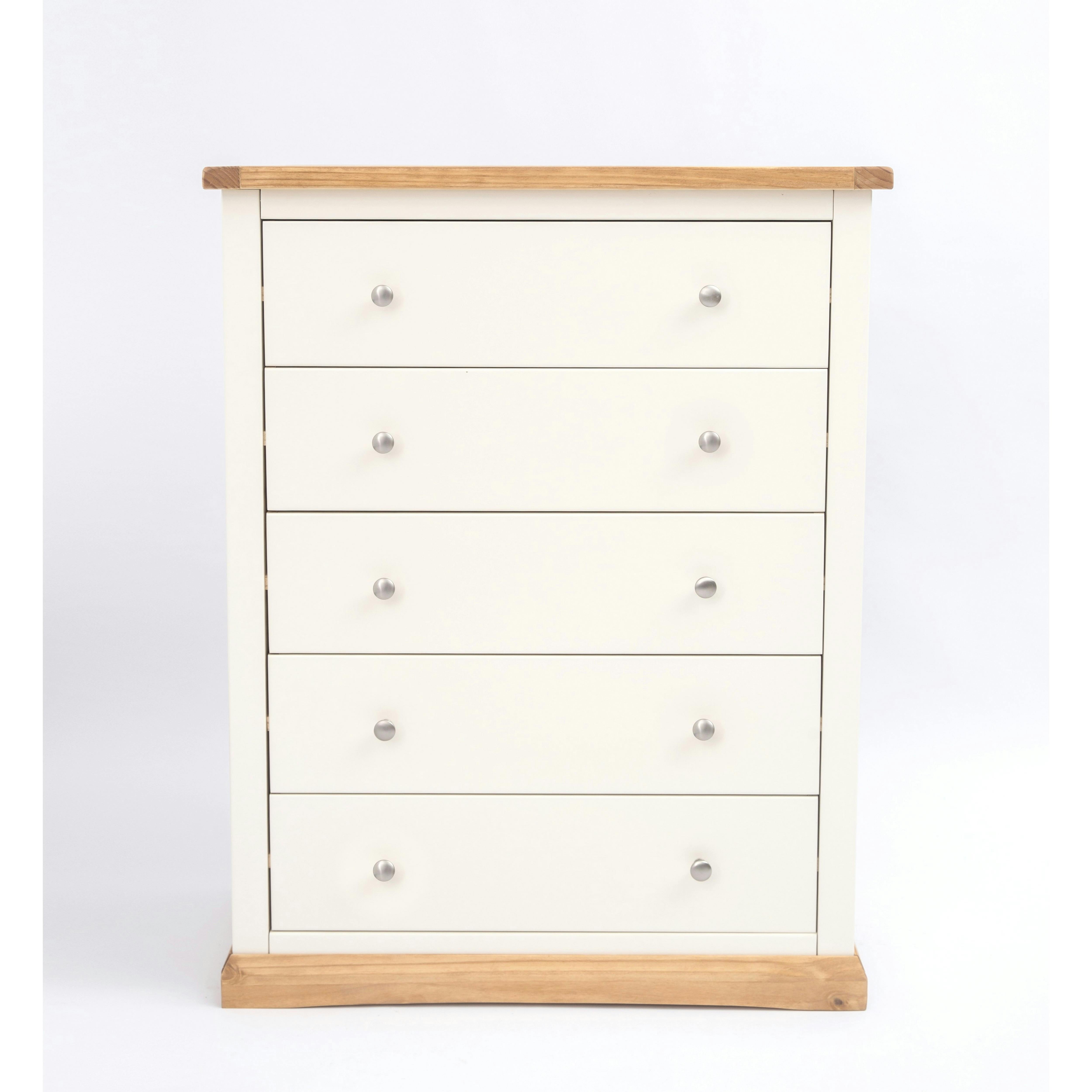 Cabinet Bits White Trevi 5 Drawer Chest Of Drawers Chrome Knob - Off