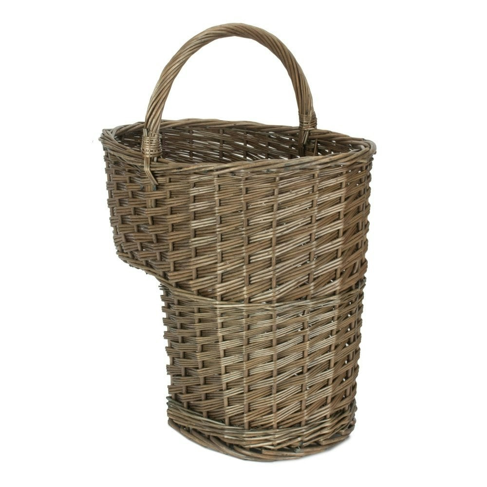 Rackhams Grey Antique Wash Willow Wicker Stair Basket