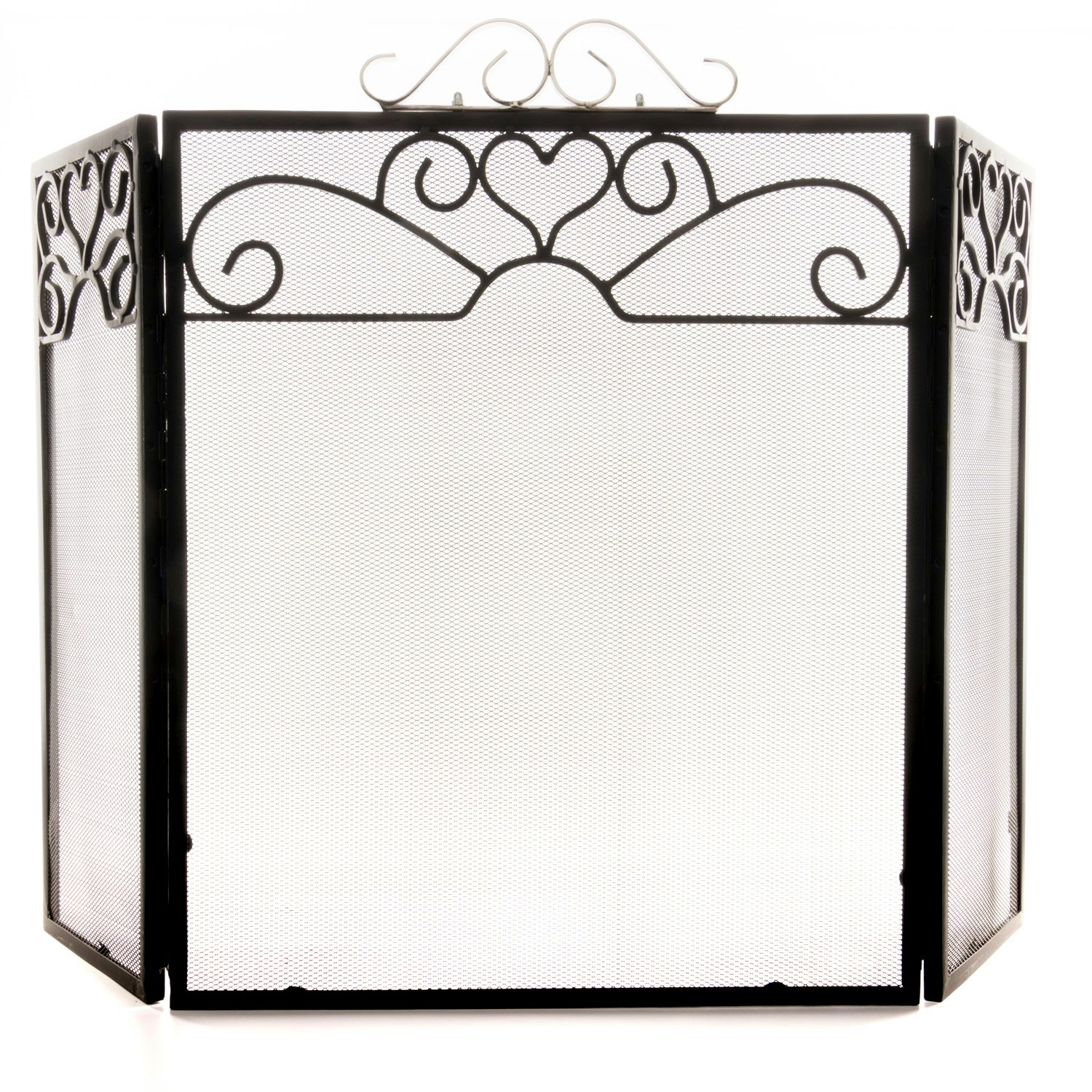 Hill Interiors Black/Silver Chrome Topped Fire Screen - 65Cm X 23Cm X 98Cm