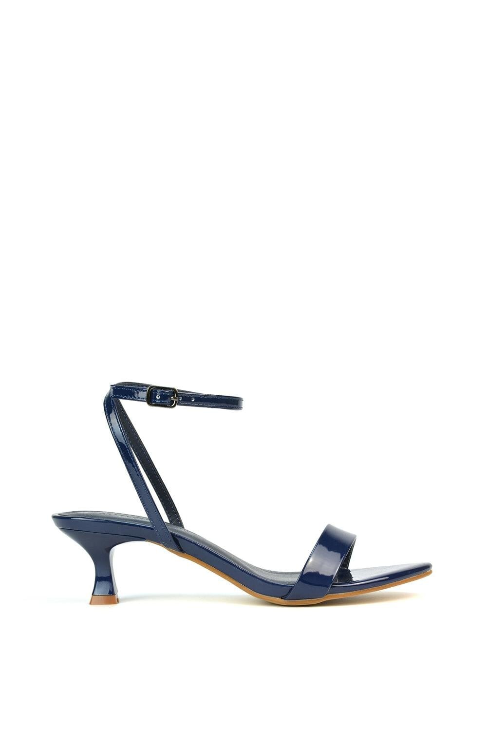 Xy London Women's Black/Red/Silver Kitten Low Heel Strappy Sandal Two Part Heeled Shoes - Navy - 5