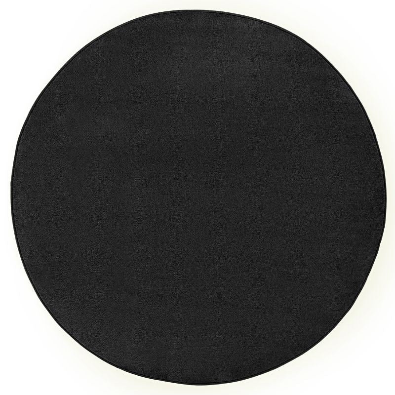 Hanse Home Black Modern Plain Rug – Soft Short Pile - Ø 133 Cm