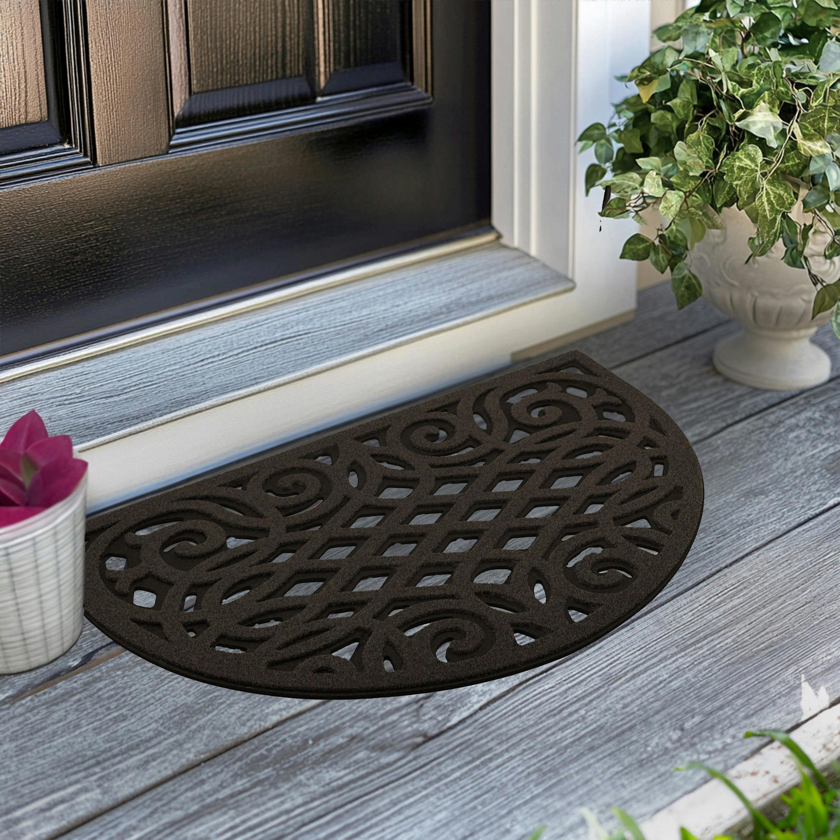 Nicoman Victorian Style Eco Halfmoon Outdoor Doormat - Chocolate