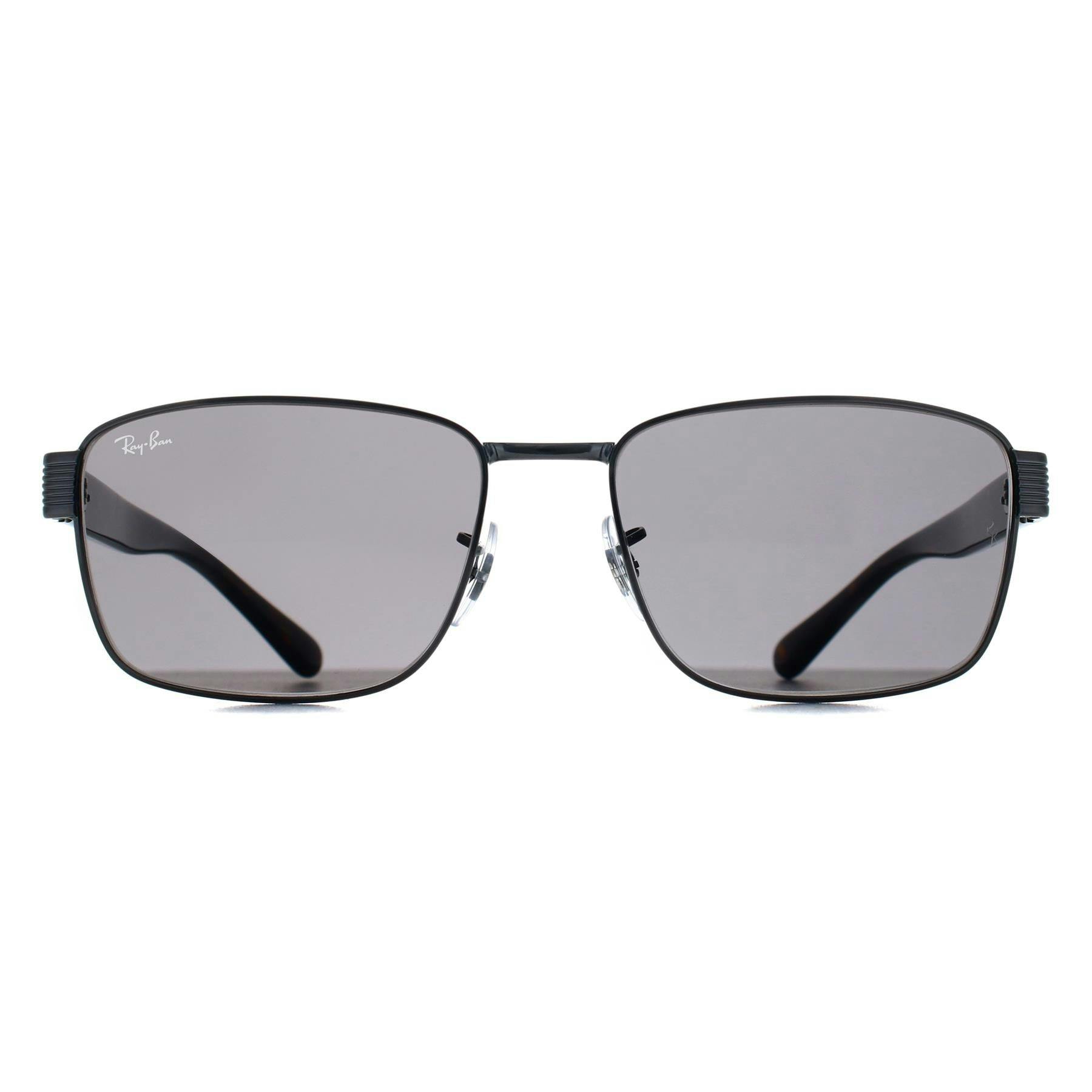 Ray-Ban Unisex Rectangle Gunmetal Havana Dark Grey RB3750 Sunglasses - Image 9