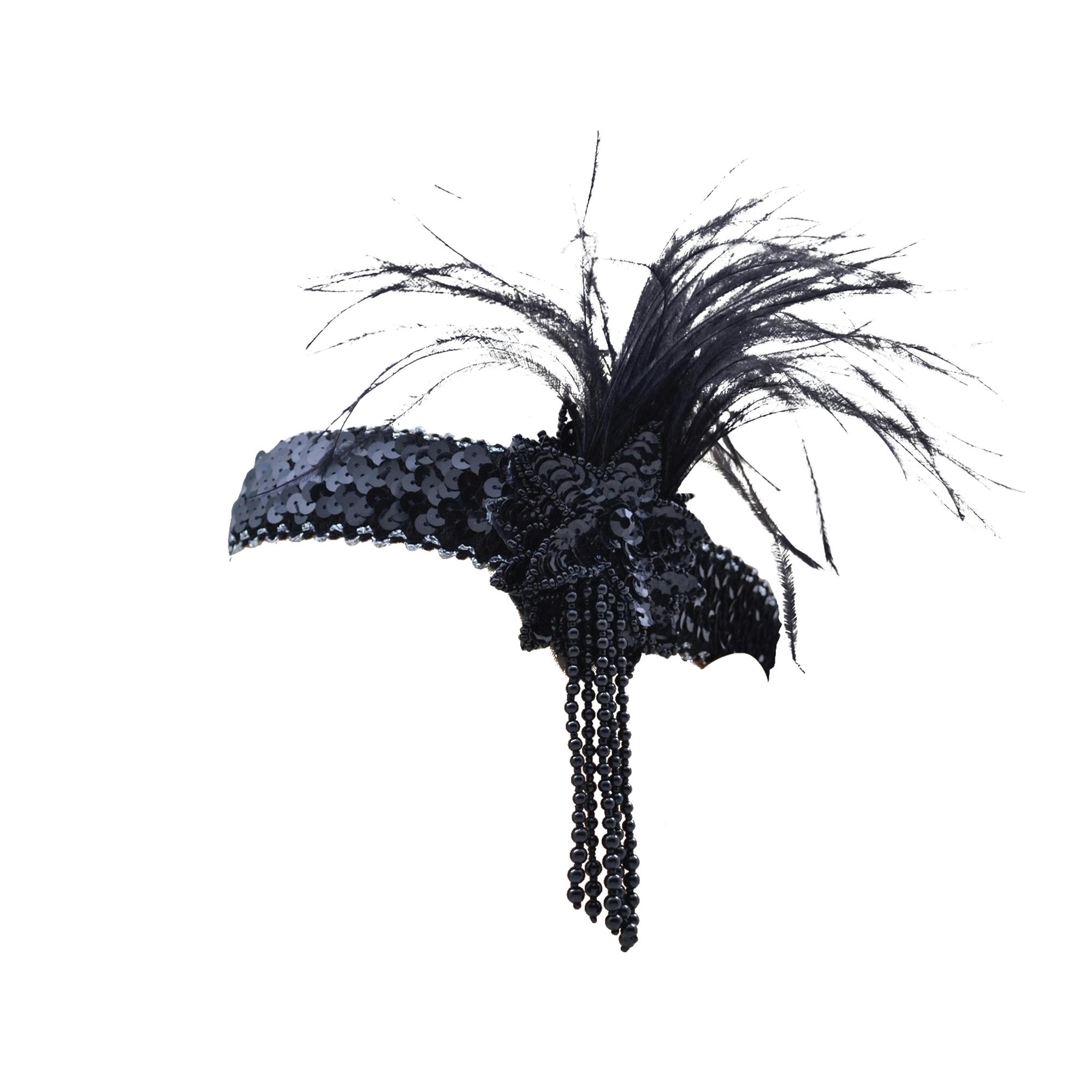 Bristol Novelty Unisex Black Adults Deluxe Flapper Headband - One Size