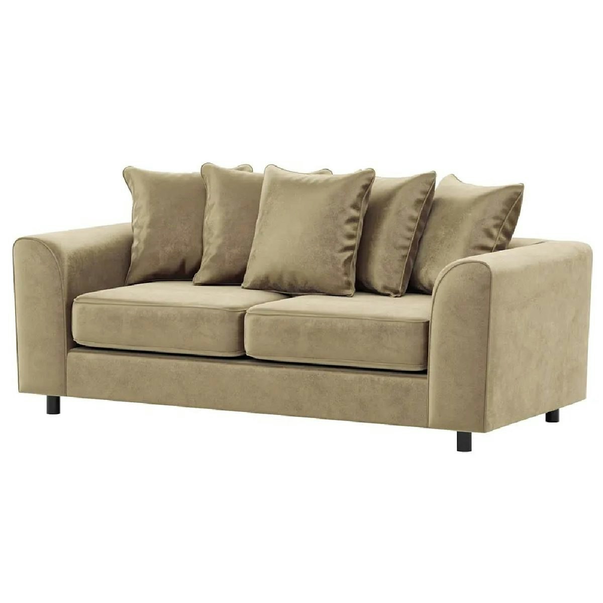 Furnishings For Less Beige Brooklyn Full Foam Plush Velvet 3 Seater