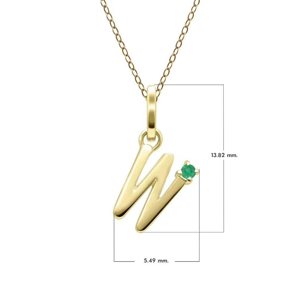 Gemondo Yellow/Gold Initial Emerald Letter Necklace In 9Ct - W