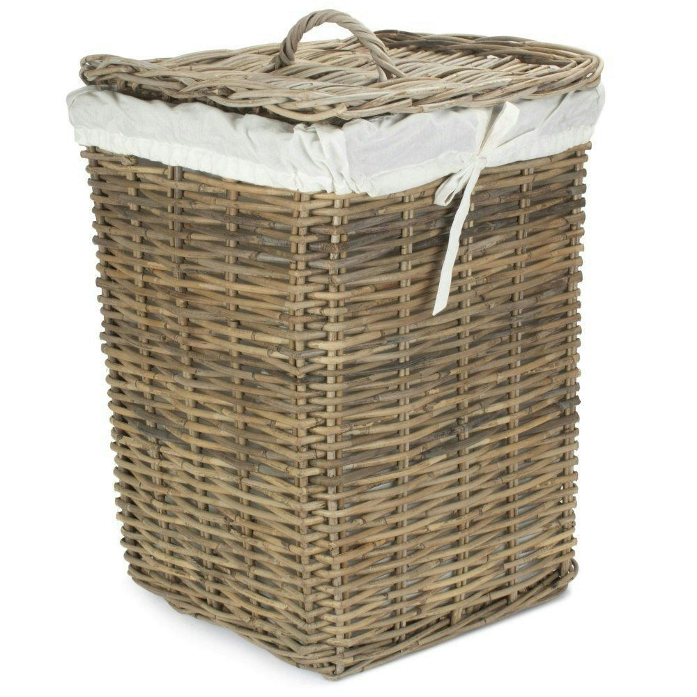 Red Hamper Small Square Rattan Laundry Basket