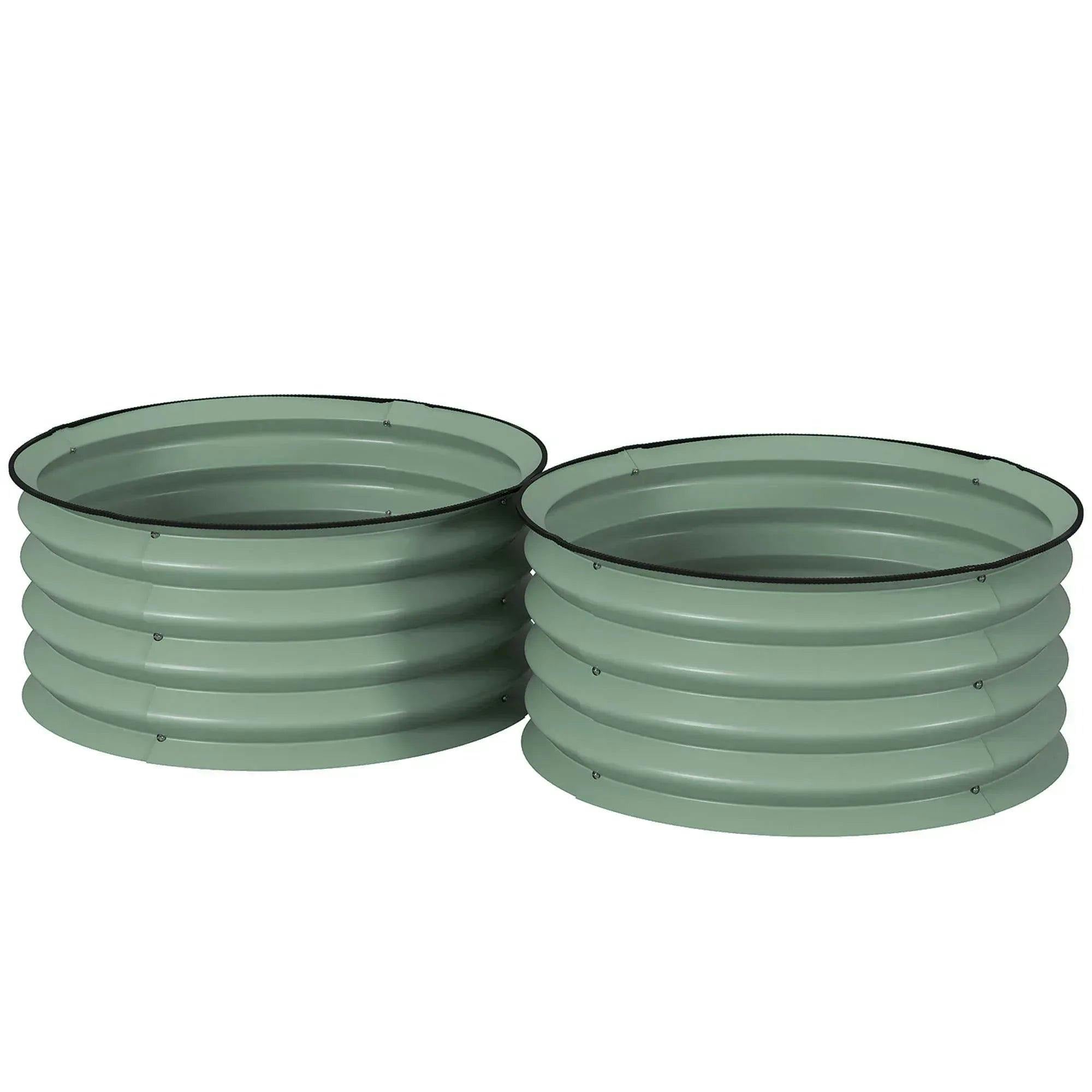 Outsunny Green Galvanised Steel Raised Garden Bed Planter With Safety Edging 2 Pack - Image 6