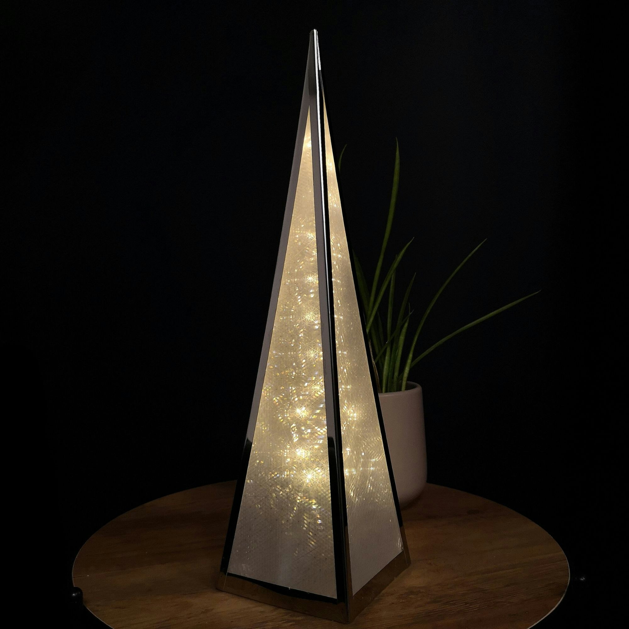 Samuel Alexander 45cm LED Holographic Pyramid Christmas Halloween Decoration - Warm White - Image 5