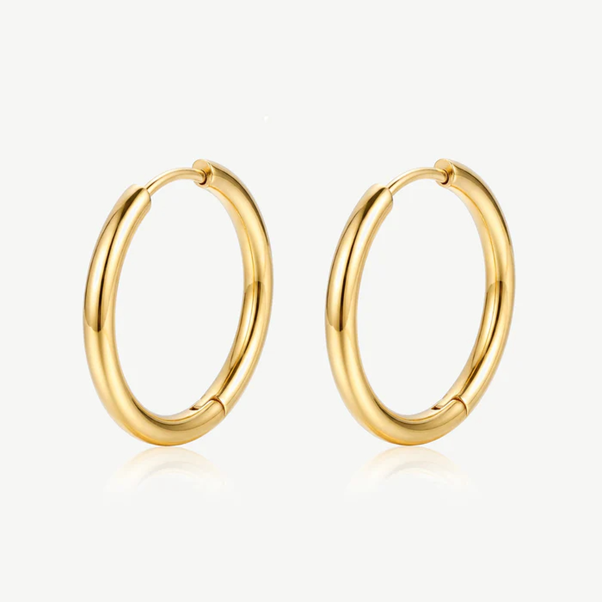 Muchv Gold Solid Hoop Earrings - 24Mm