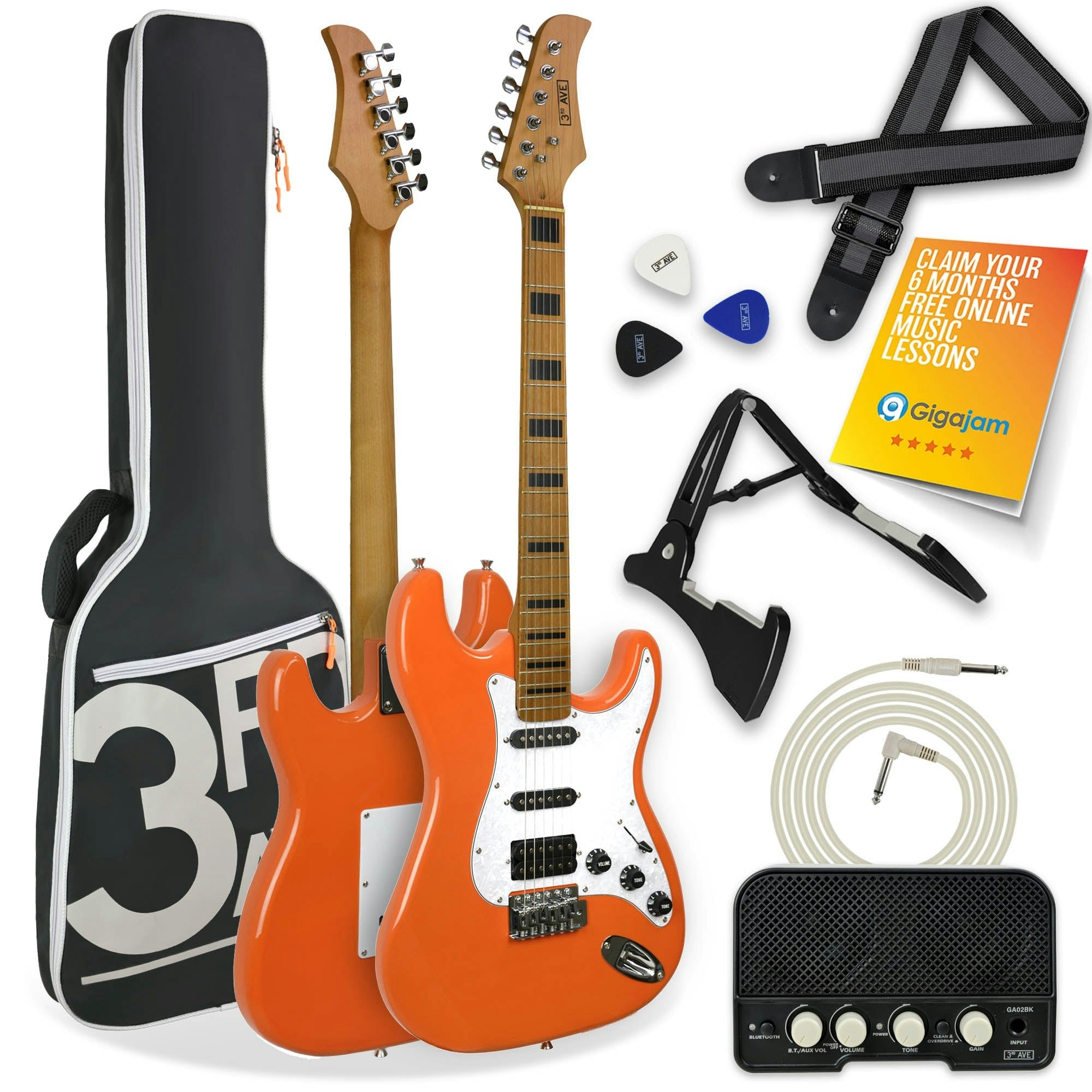 3Rd Avenue Orange Stateside Series Electric Guitar Pack - Canyon