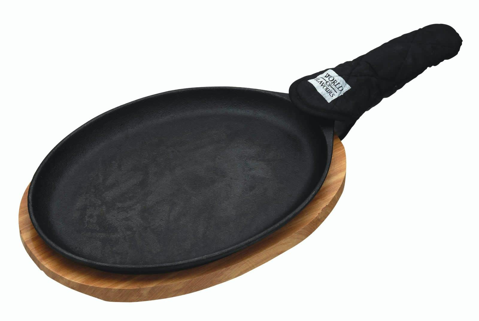 Rackhams Black World Of Flavours Cast Iron Fajita Sizzler - Cast Iron - Serving Board
