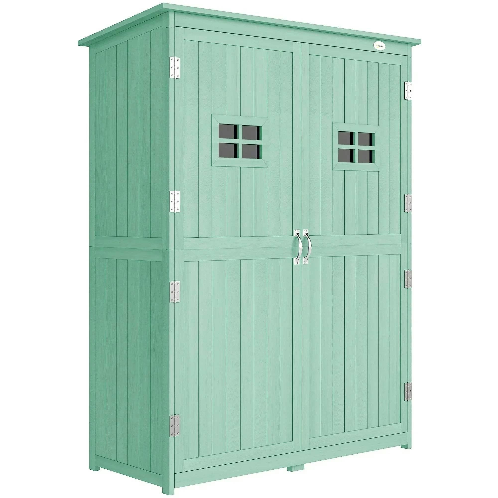 Outsunny Wooden Garden Shed Tool Storage Cabinet - Green - Extra Small - Image 4