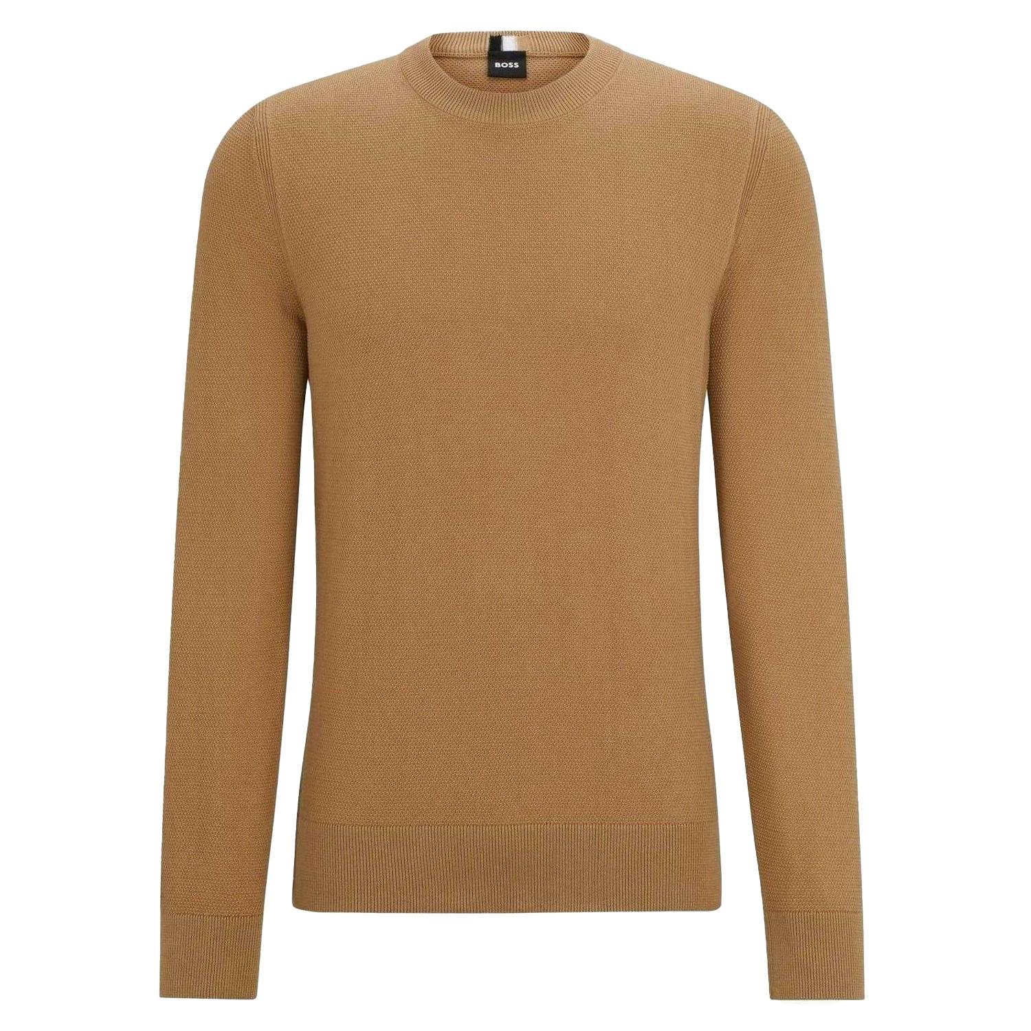 Boss Men's Beige Ecaio-P Knitted Jumper - Medium - Xxl - Medium - 100% Organic Cotton