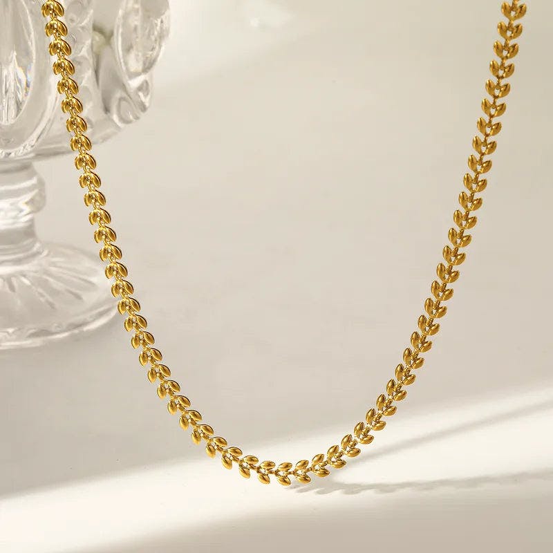 Elk & Bloom Gold 14K Leaf Chain Choker Necklace - No Thank You