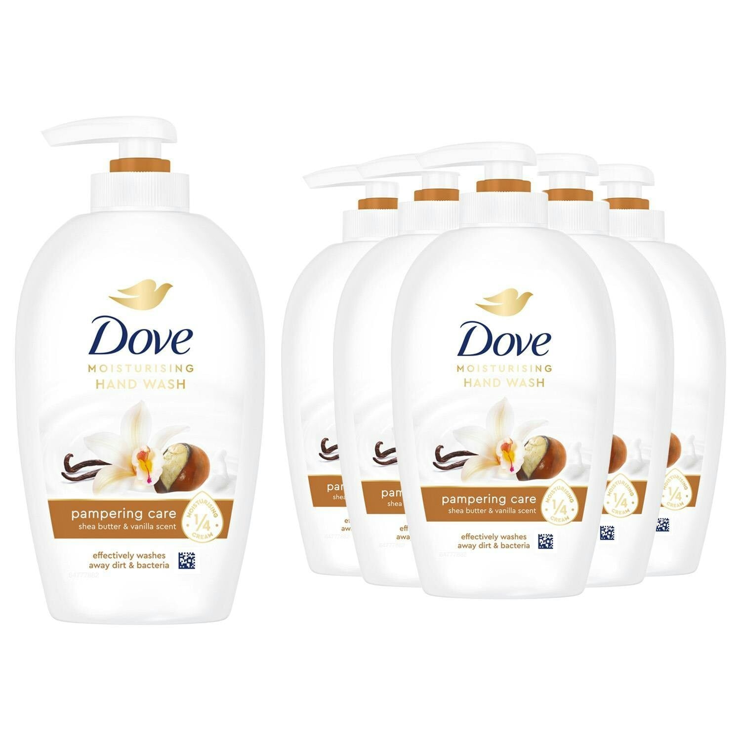Dove Cream Moisturising Hand Wash, Pampering Care With Shea Butter & Vanilla, 6X250ml