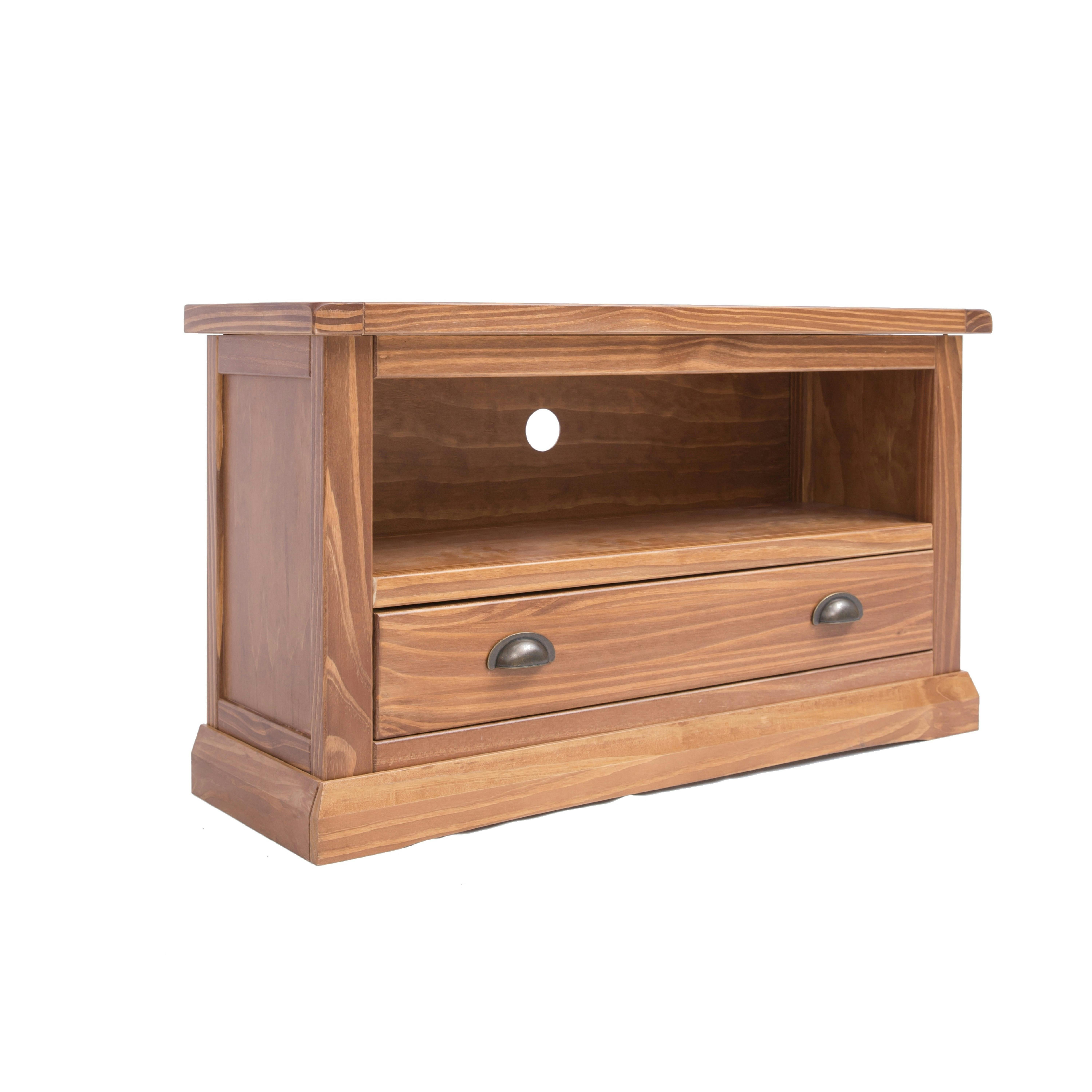 Rackhams Brown Tirolo Lacquered 1 Drawer Tv Cabinet Brass Cup Handle