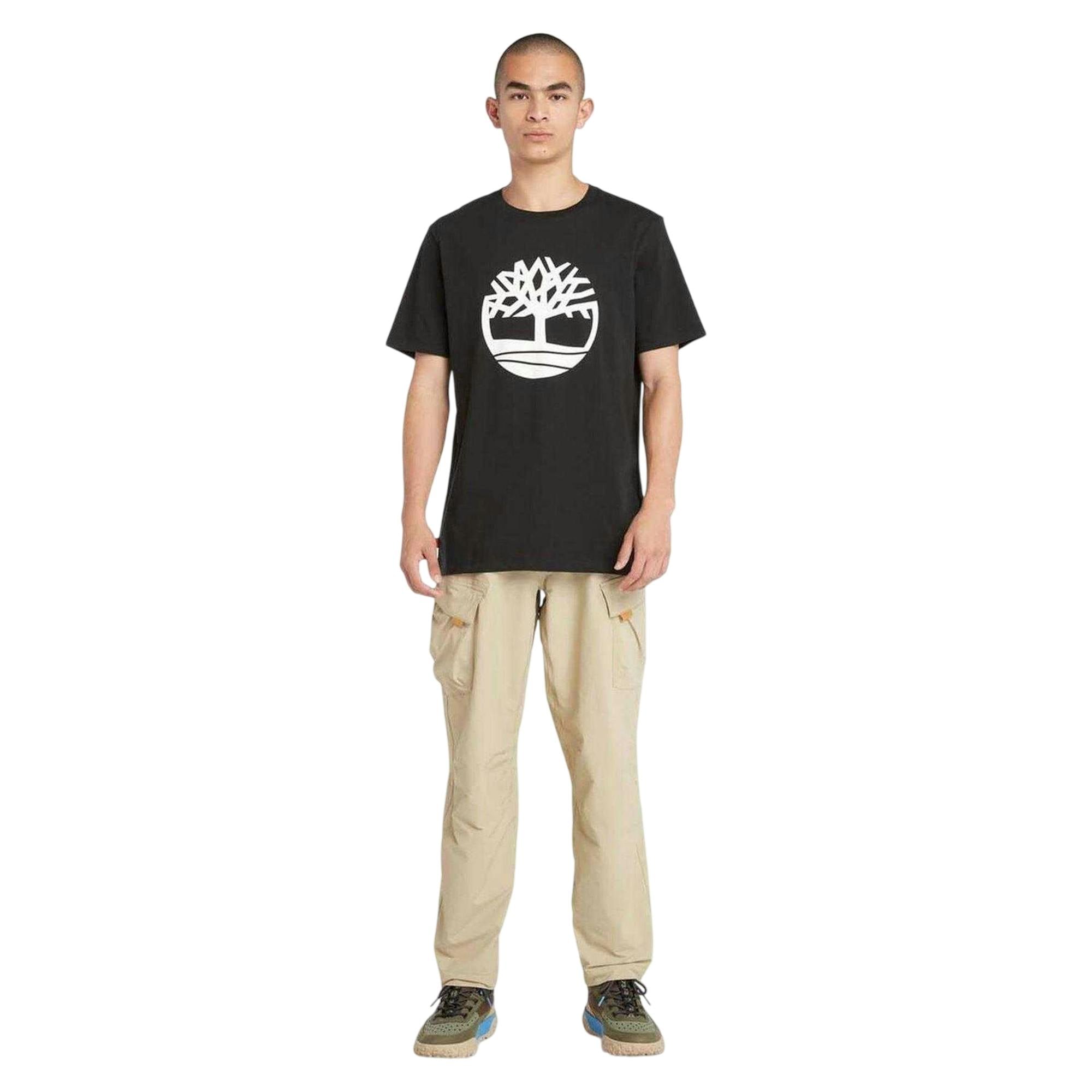 Timberland Men's Black Northwood Tree Logo Regular T-Shirt - S - 100% Organic Cotton