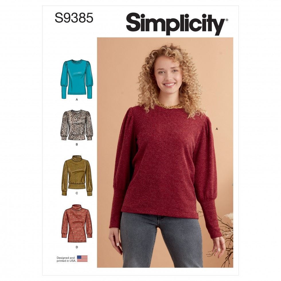 Simplicity Women's Sewing Pattern 9385, Tops For H5 (6-8-10-12-14) - Intermediate - H5 (6-8-10-12-14)