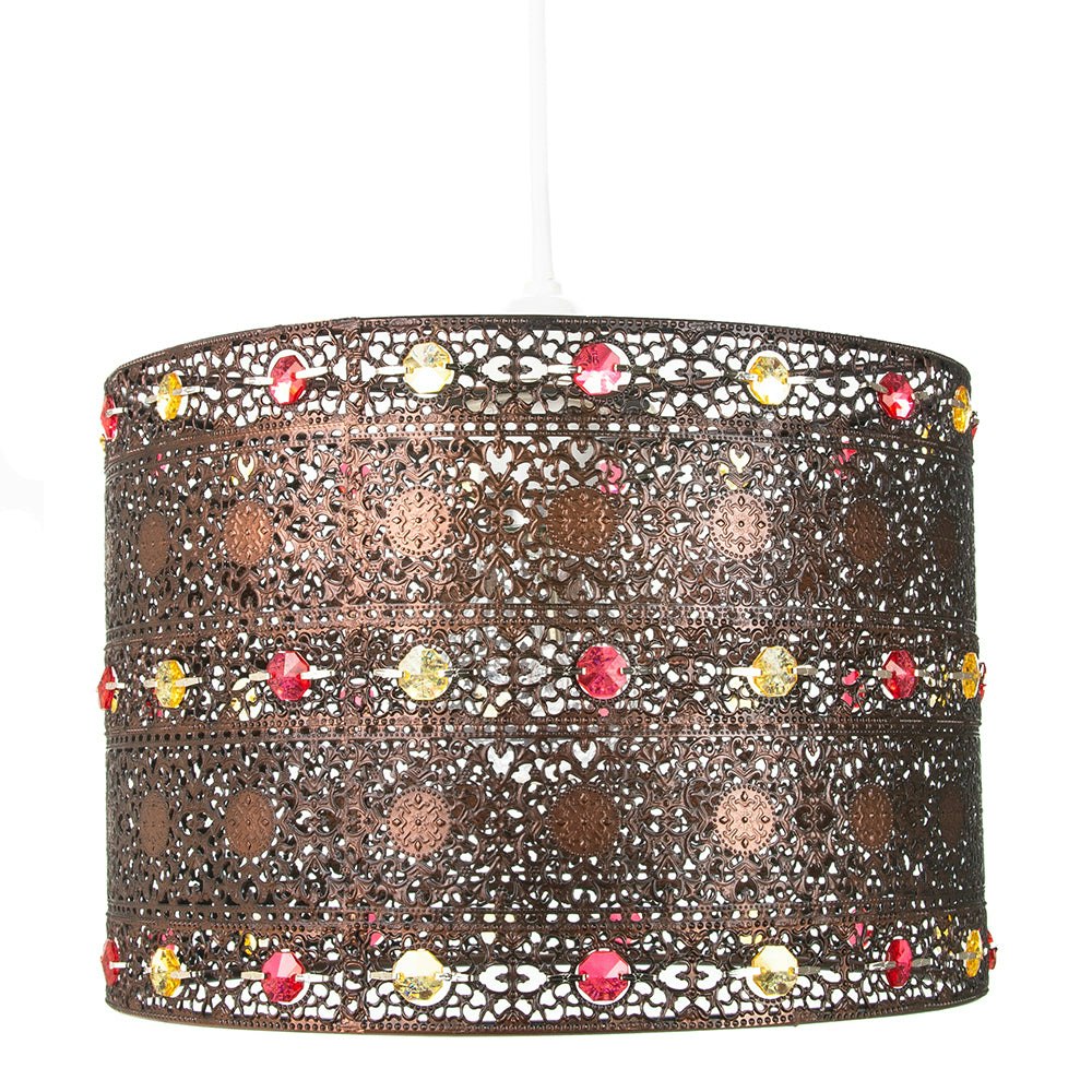 Rackhams Bronze/Light Antique Acrylic Gem Moroccan Style Chandelier Pendant Shade Fitting