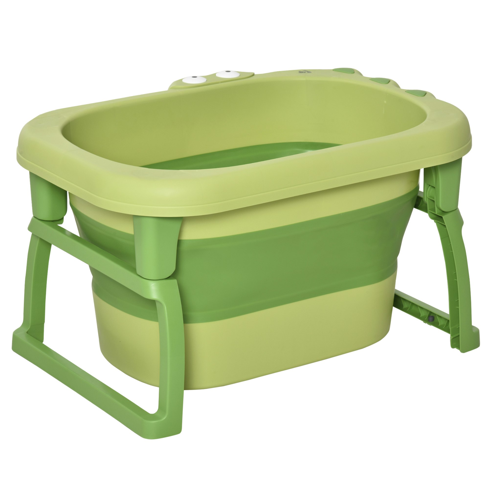 Homcom Green Foldable Baby Bathtub For Newborns Infants Toddlers W/ Stool - Pp, Tpe - Size 75.3