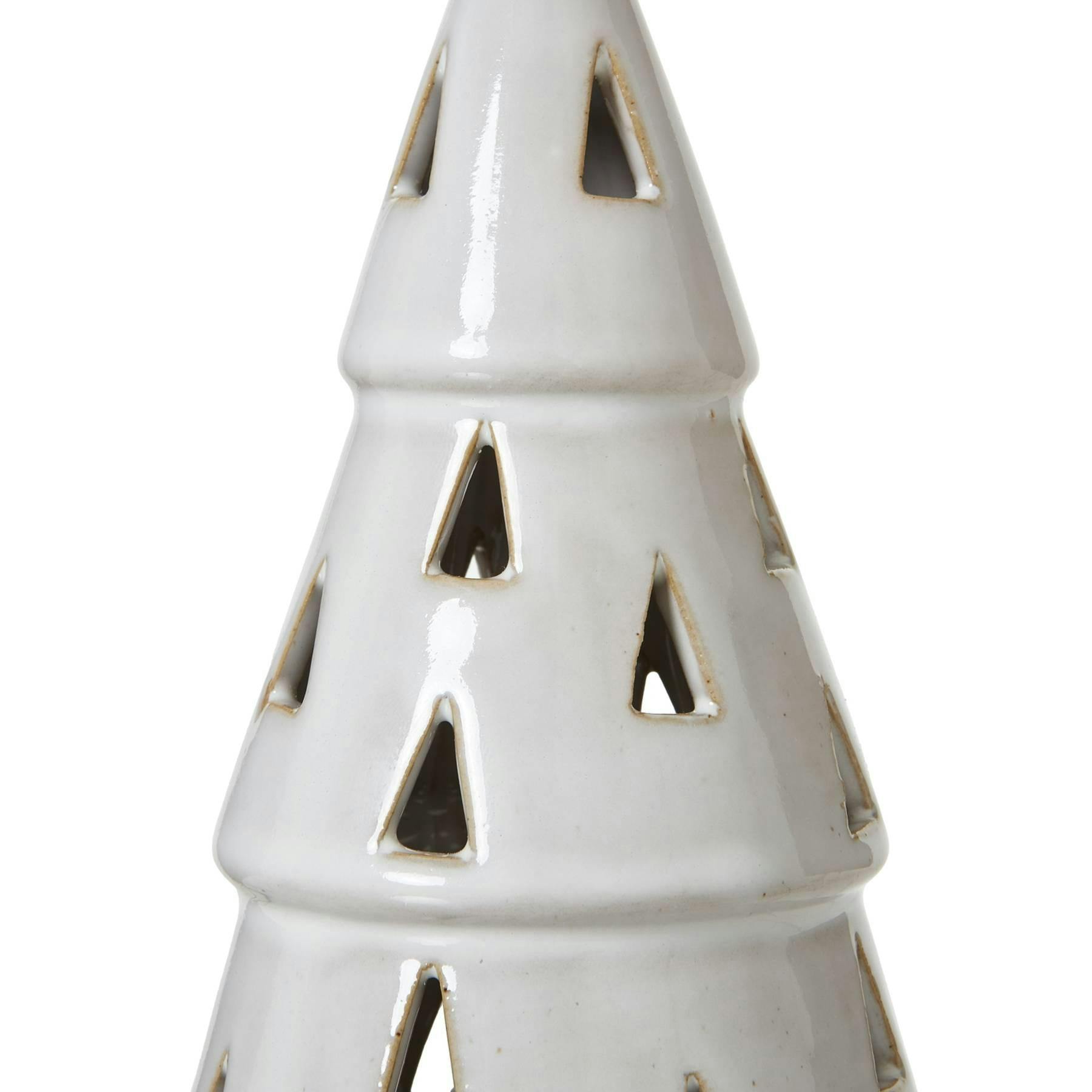 Hill Interiors White Ceramic Tree Cut-Out Led Christmas Decoration - One Size - 100% Mixed