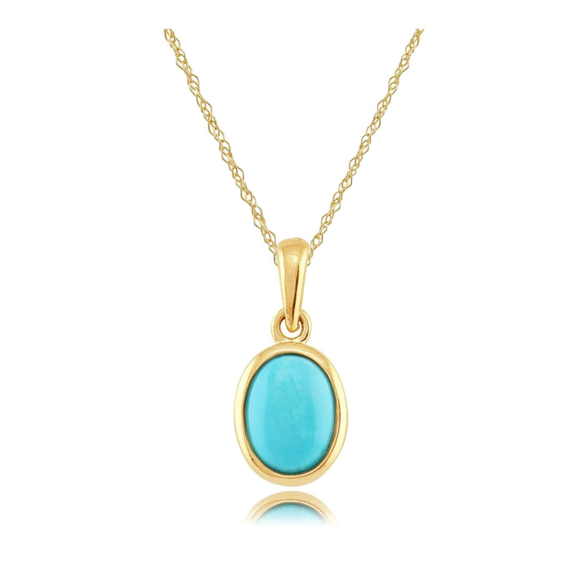 Gemondo Turquoise/Yellow/Gold Classic Cabochon Pendant In 9Ct
