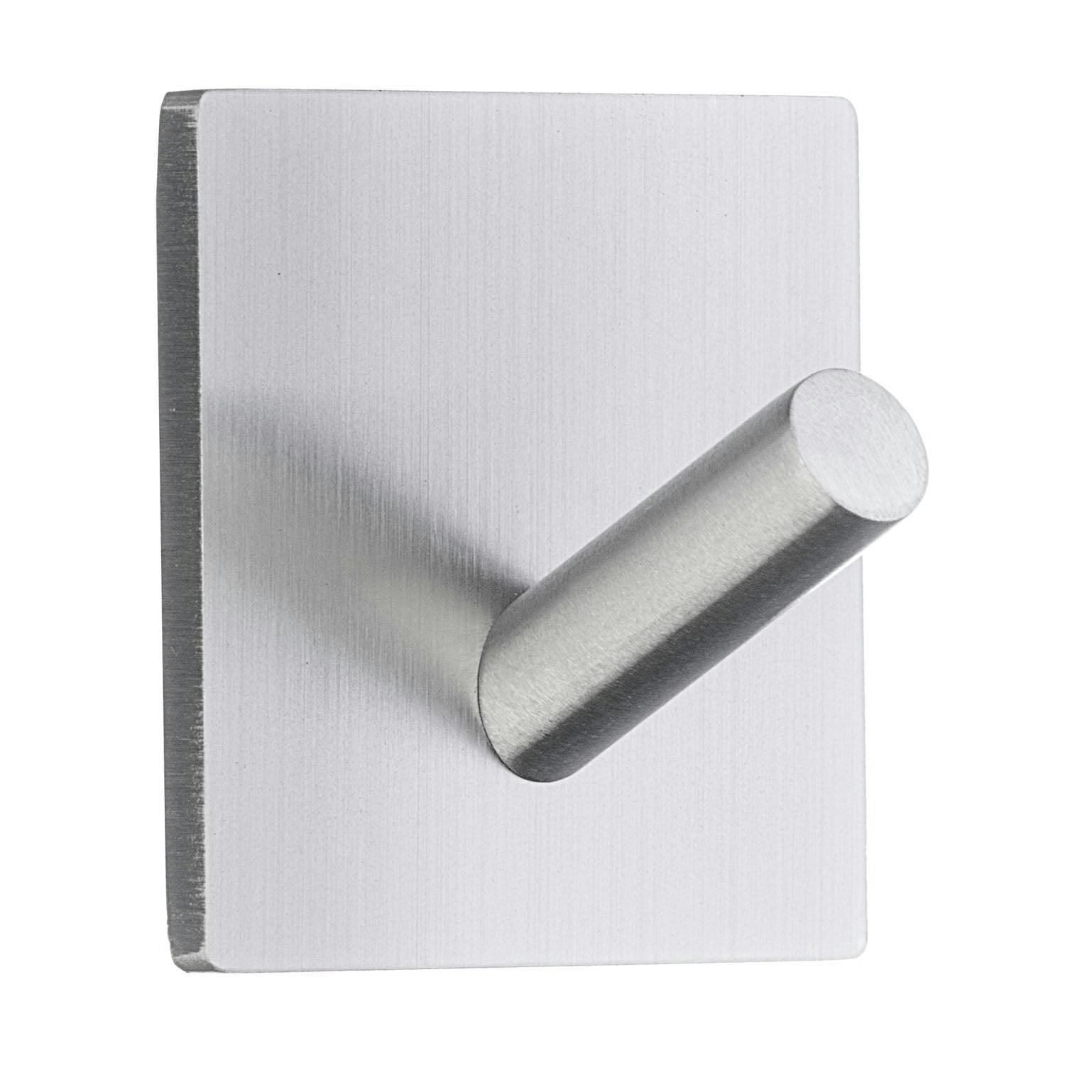 Rackhams Brushed Stainless Steel Single Towel Hook (30 X 30Mm) Self Adhesive Bathroom Wall Mounted