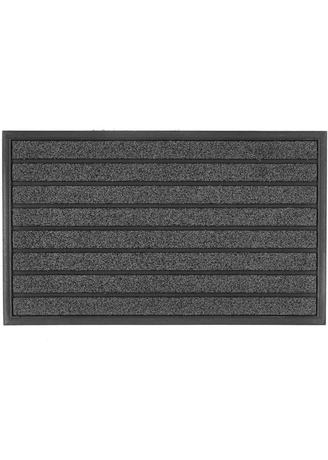 The Rugs Black Striped Ridged Scraper Doormat - 45X75 Cm