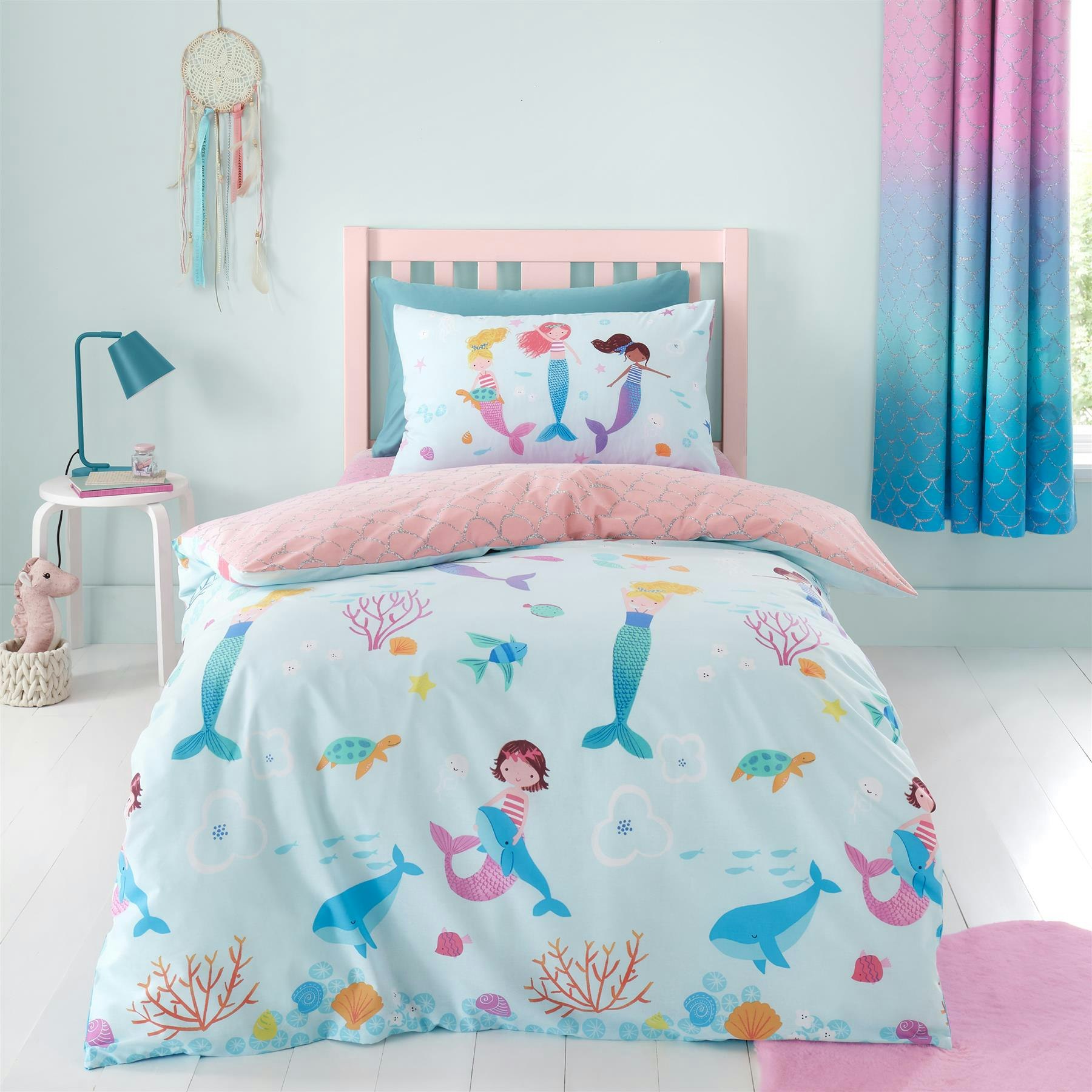 Rackhams Blue Mermaid Duvet Cover Set - Polycotton - Single