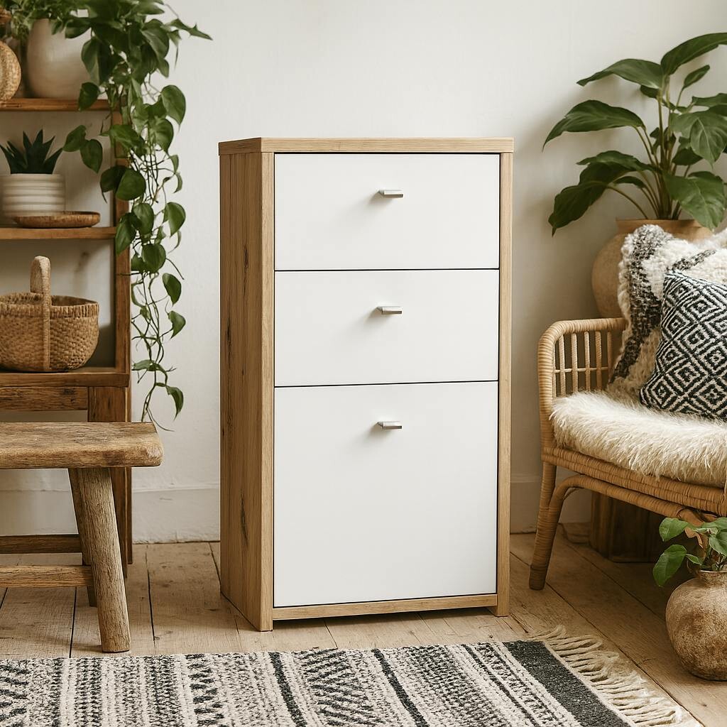 Wyld Haus White Willowmere And Natural Artisan Wood Chest Storage Cabinet 2 Drawers 1 Door