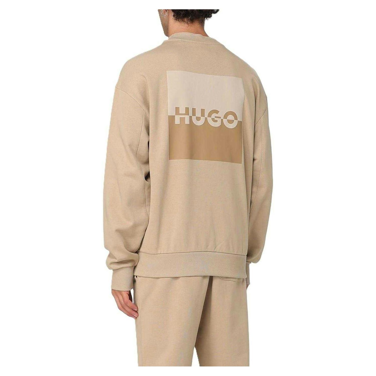 Hugo Men's Beige Logo Drop Shoulder Regular Sweatshirt - Medium - S - Medium - 100% Cotton