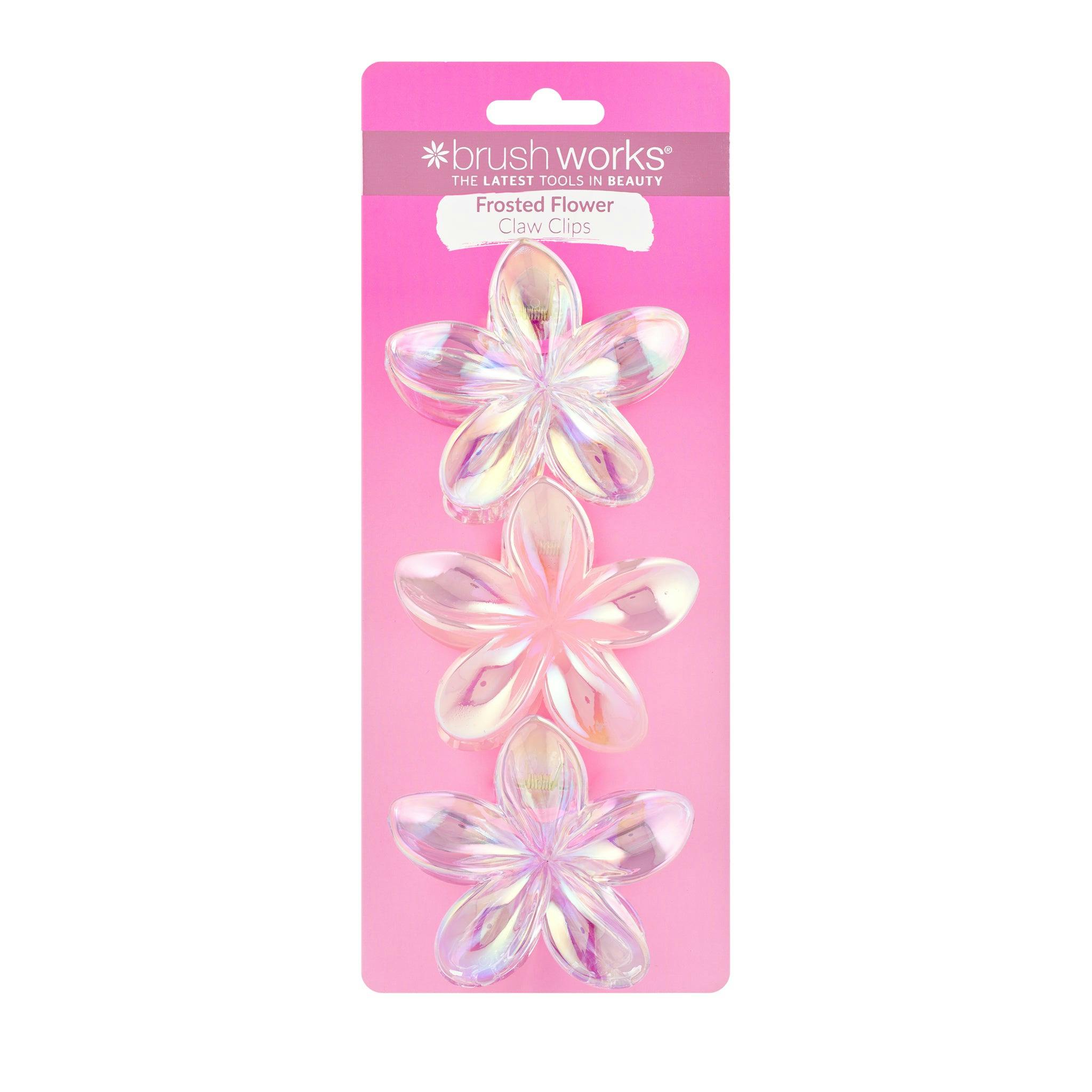 Brushworks Purple/Pink Frosted Flower Claw Clips - 3 Pack