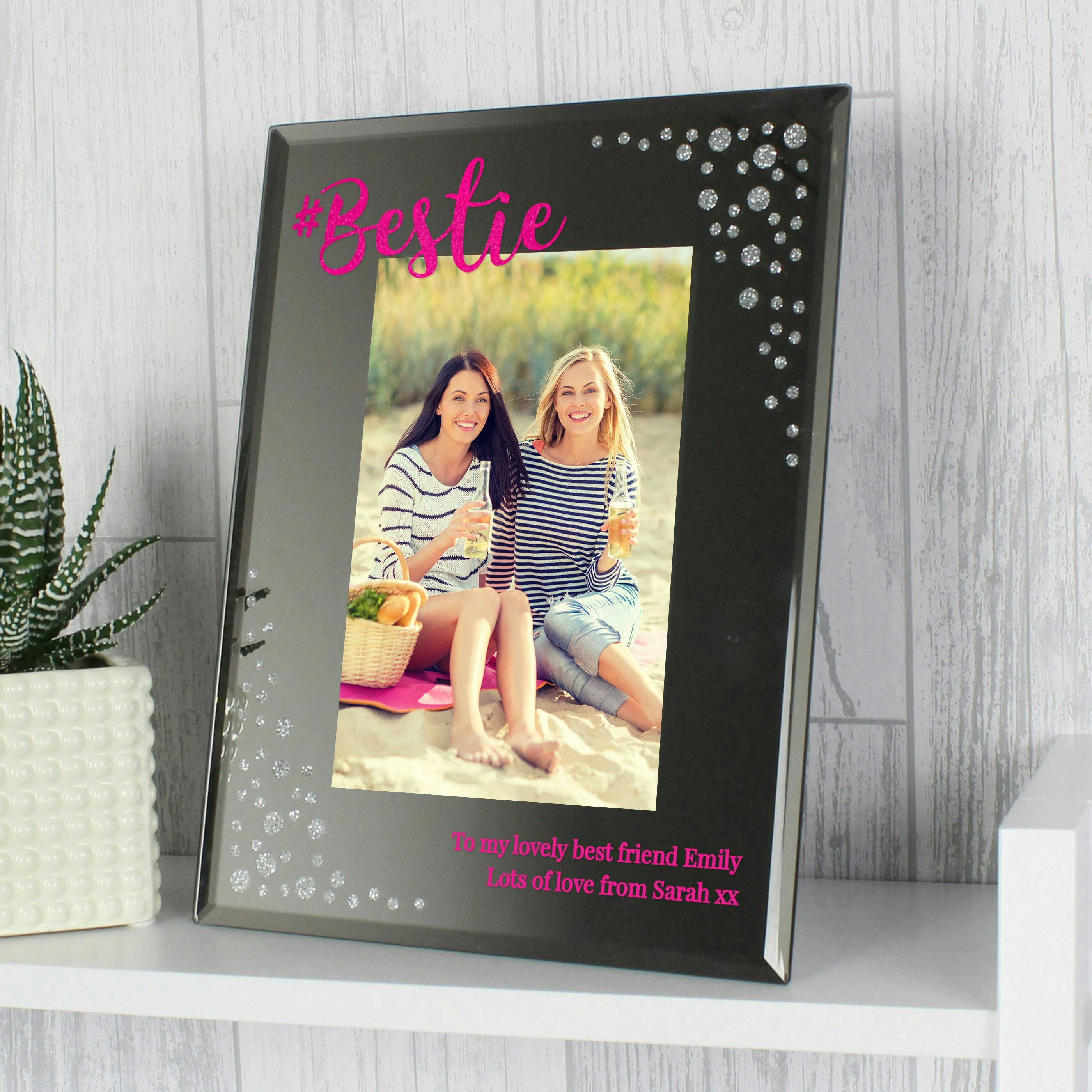 Personalised Memento Company Personalised Bestie 6X4 Diamante Glass Photo Frame