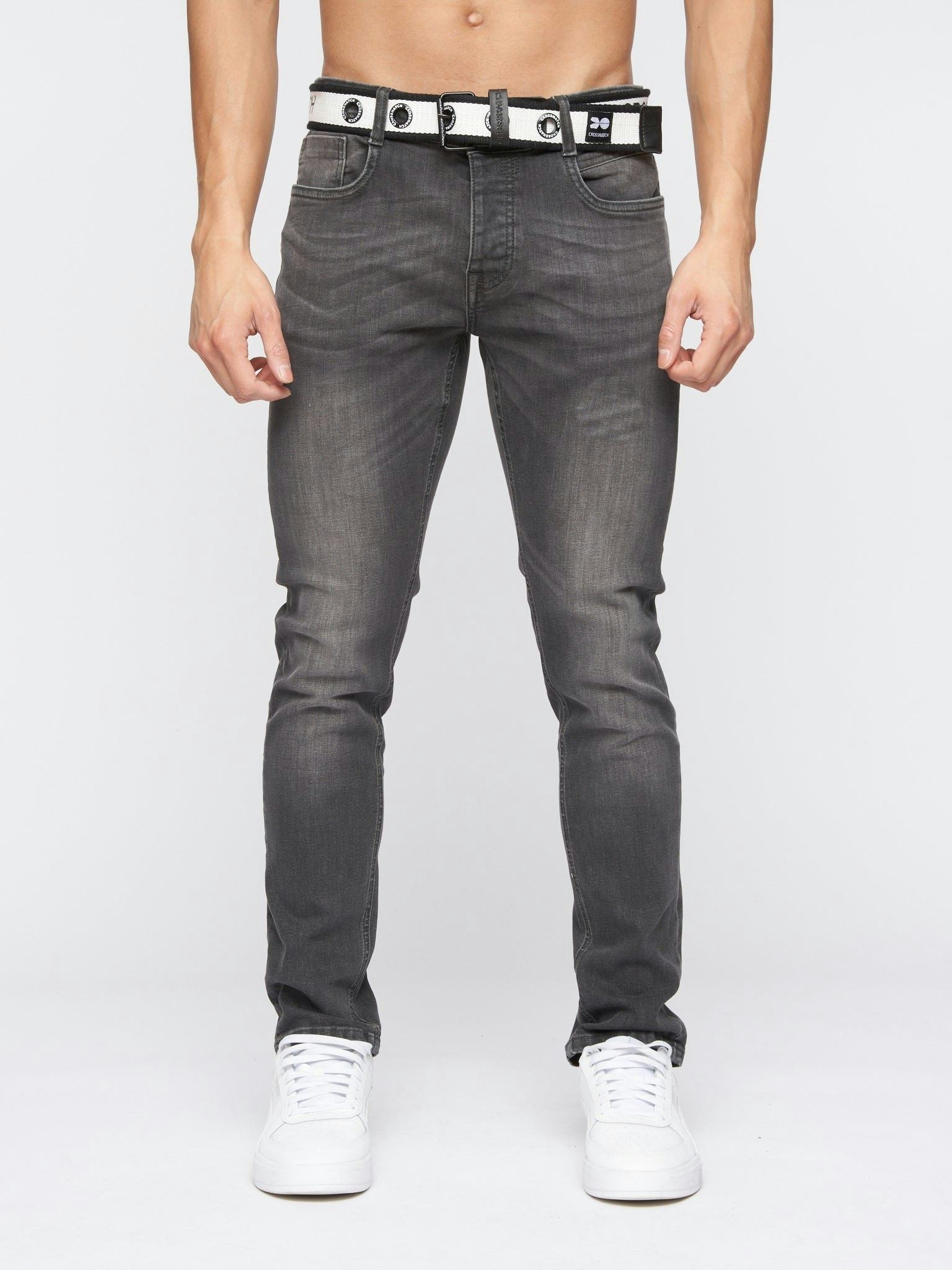 Crosshatch Grey Barbeck Slim Fit Denim Jeans Wash - W36 L34