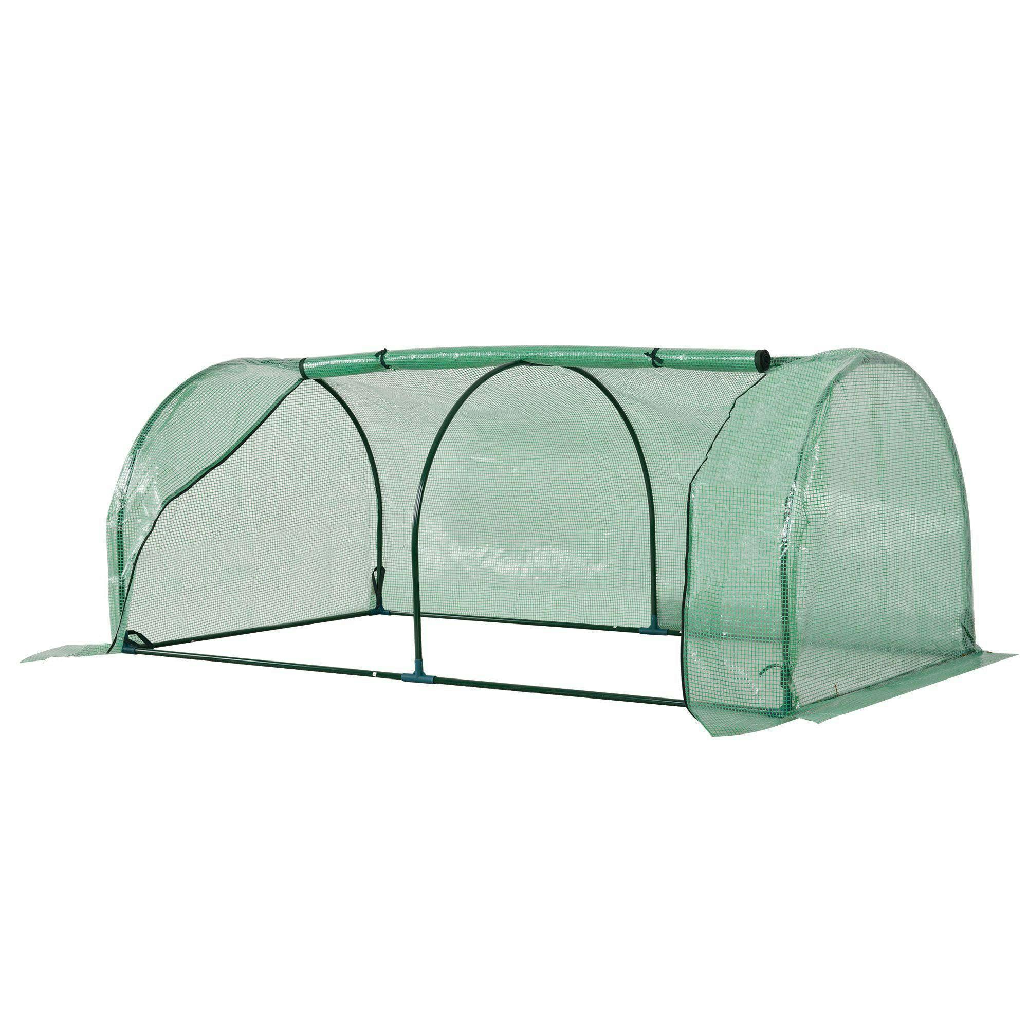 Outsunny Tunnel Greenhouse Grow House Steel Frame Pe Green 200X100x80 Cm - Image 5