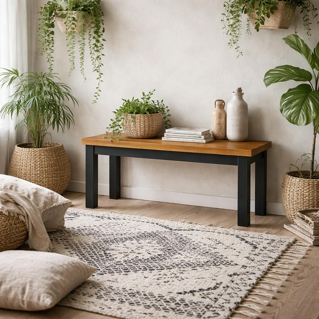 Wyld Haus Black Dundalk Natural Oiled Wood Bench Frame