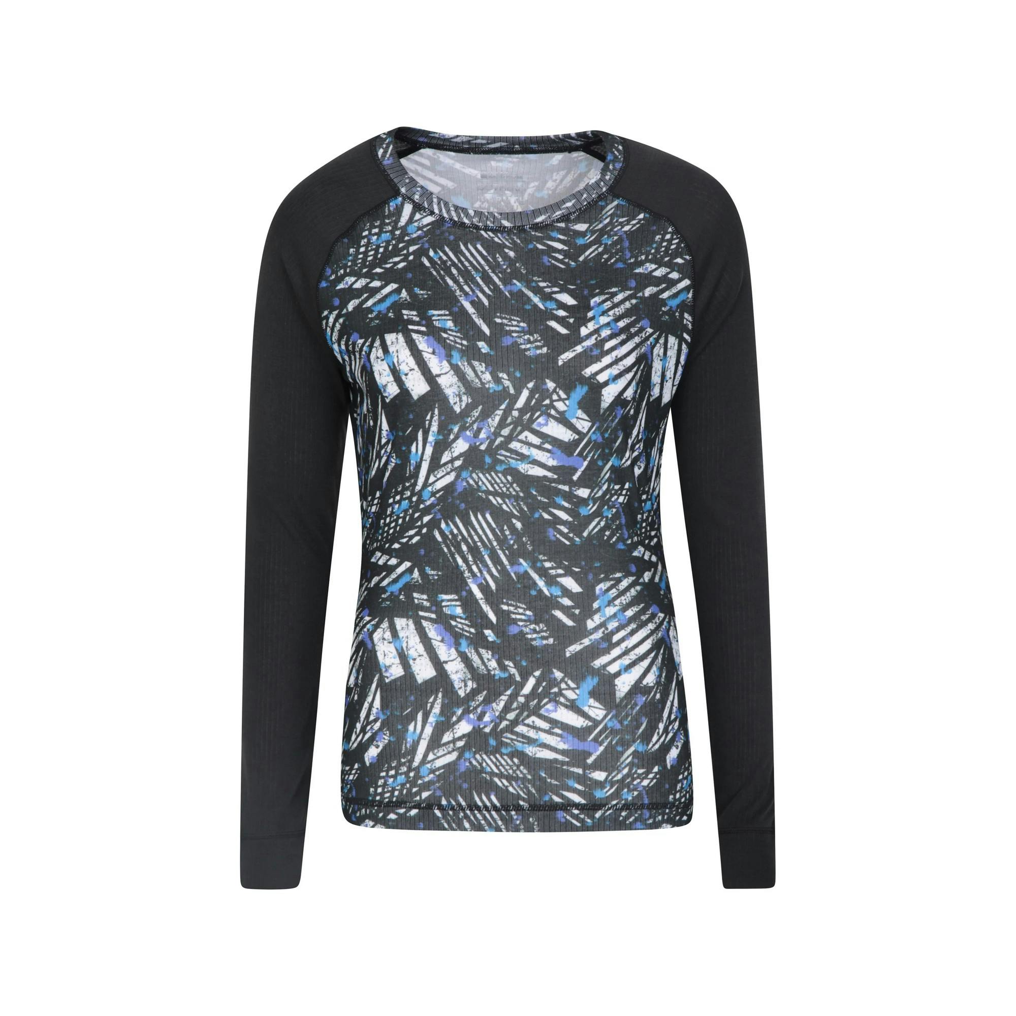 Mountain Warehouse Women's Grey Talus Printed Thermal Top - 10 Uk - 100% Polyester