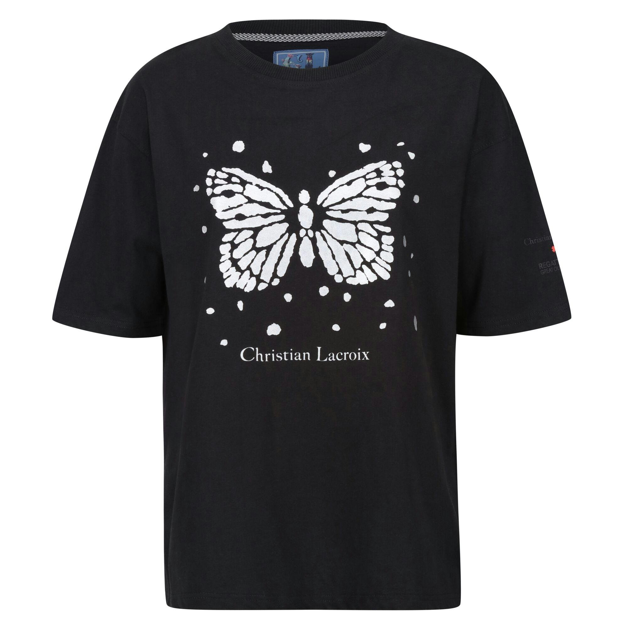Regatta Women's Black Christian Lacroix Bellegarde Butterfly T-Shirt - 12 Uk - 100% Cotton