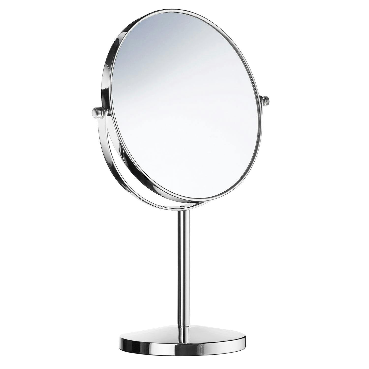 Rackhams Polished Chrome Double Sided Mirror (170Mm) Freestanding 7X Magnification Bathroom Makeup Or Shaving Mirror