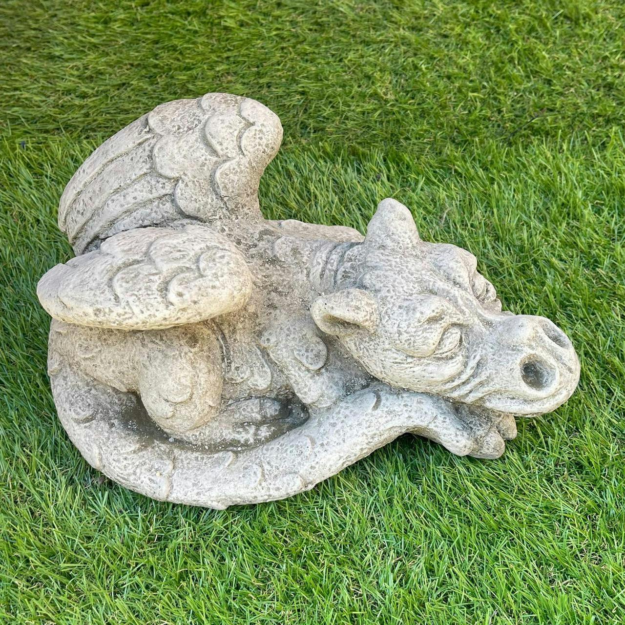 Osn Enchanting Dreaming Dragon Stone Cast Statue Small Outdoor Ornament Garden Sculpture