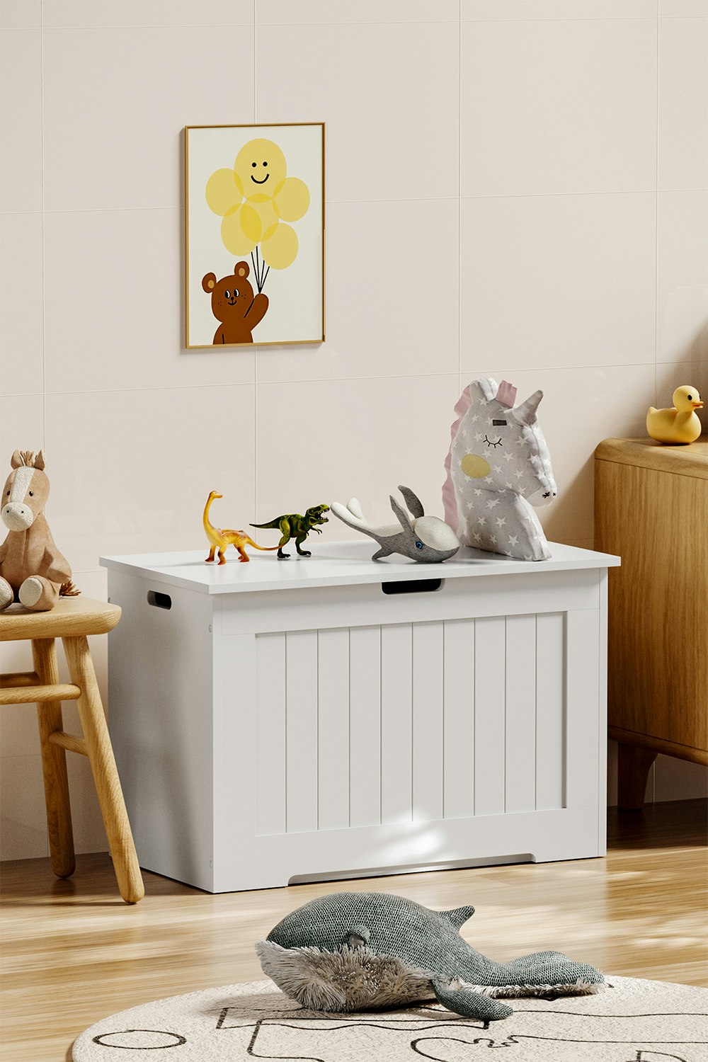 Rackhams White Kids Toy Box Storage Organizer