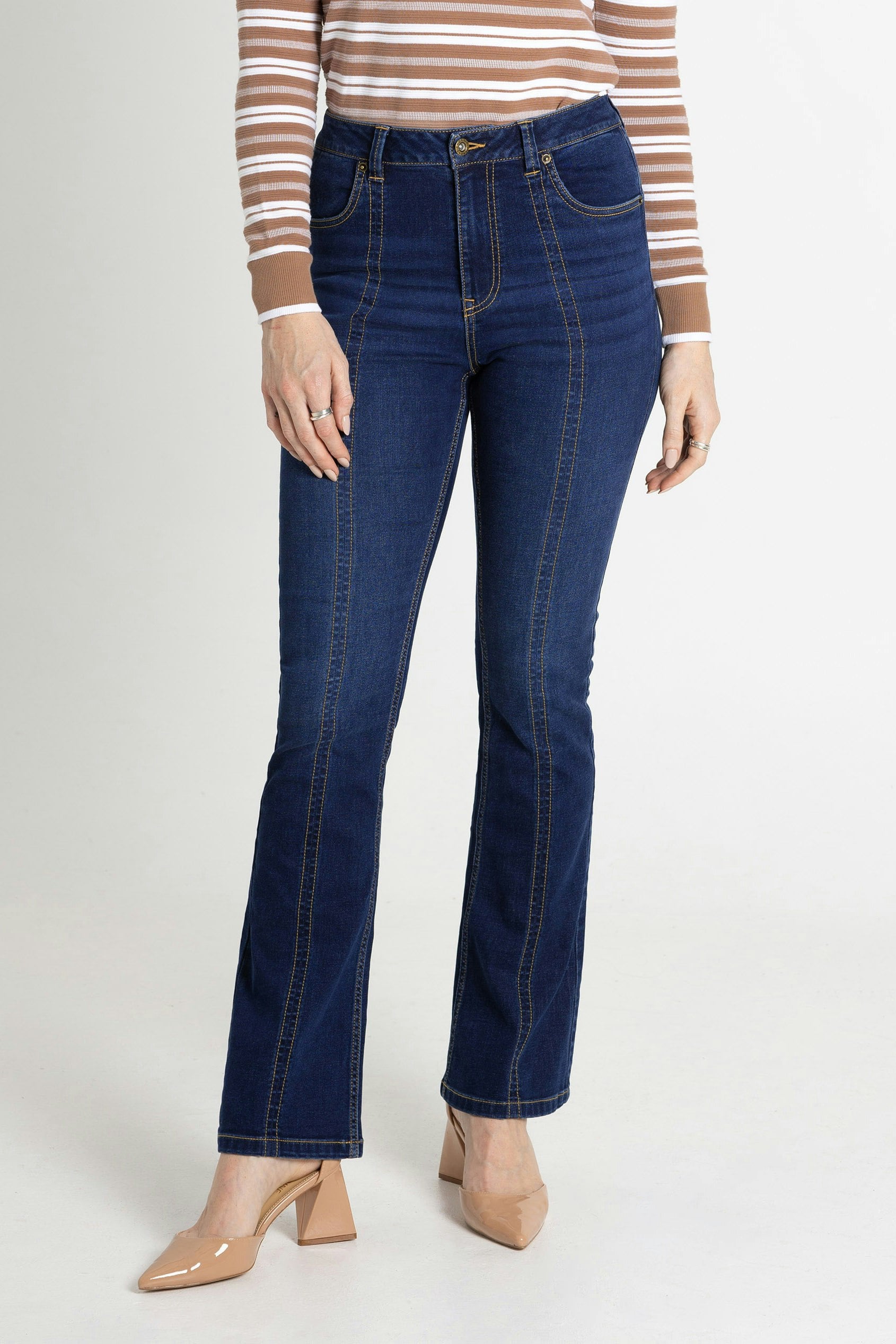 Enorsia Blue Lift Skinny And Shape Low Rise Flared Jeans - 12 - 68% Cotton, 27% Poly, 3% Rayon, 2% Spandex - Deep