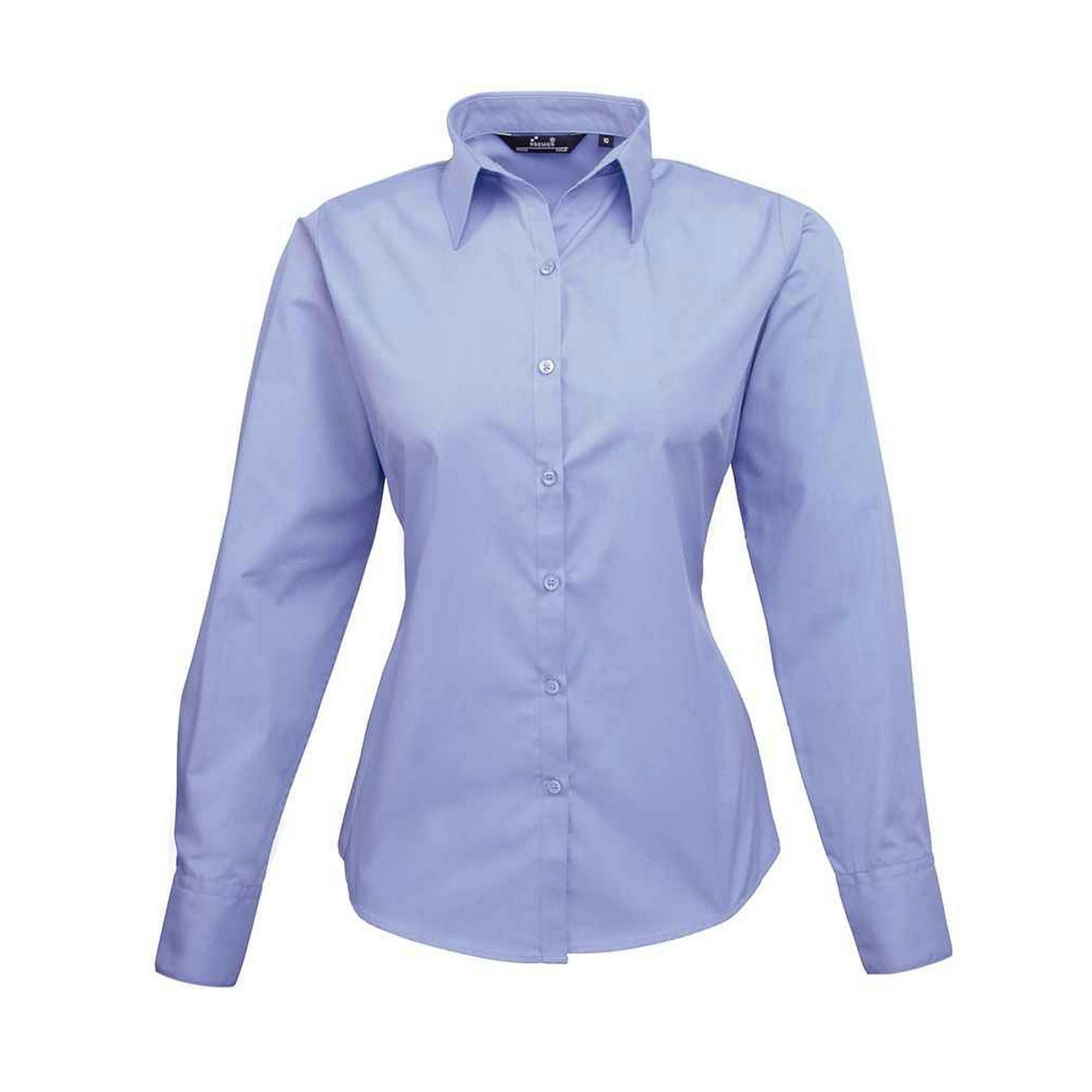 Premier (30 Uk, Mid Blue) Womens/Ladies Long-Sleeved Shirt - Image 2