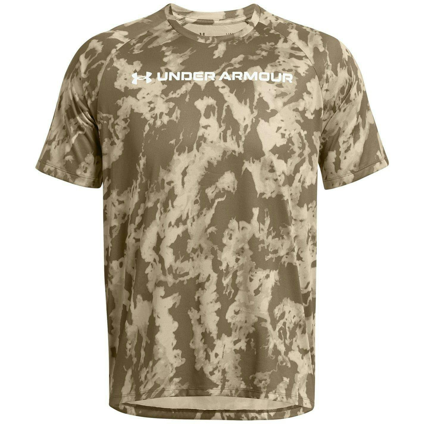 Under Armour Men's Green Camo Technical Regular T-Shirt - Khaki - Xl - Khaki - 100% Polyester