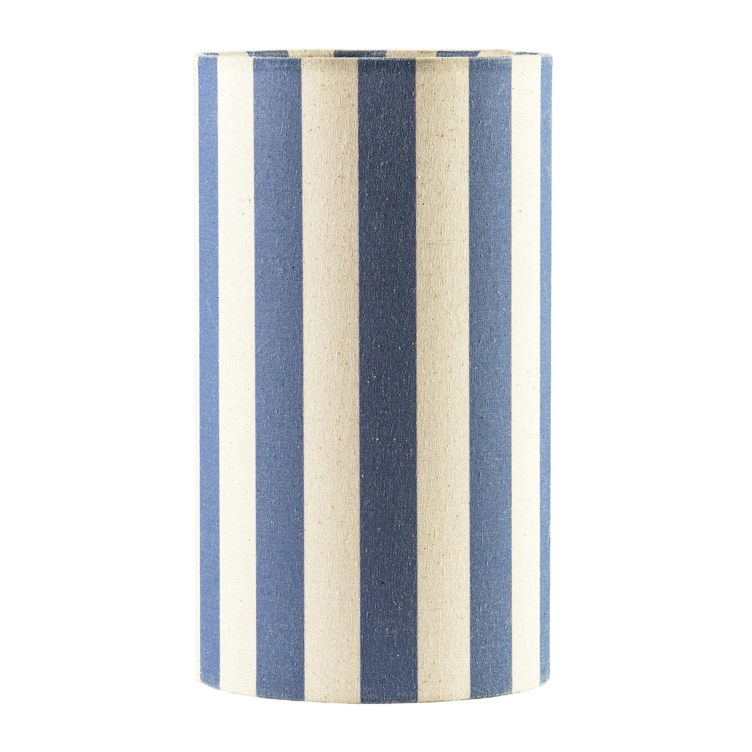 Rackhams Blue Amparo And Oatmeal Striped Linen Table Lamp With Fabric Base