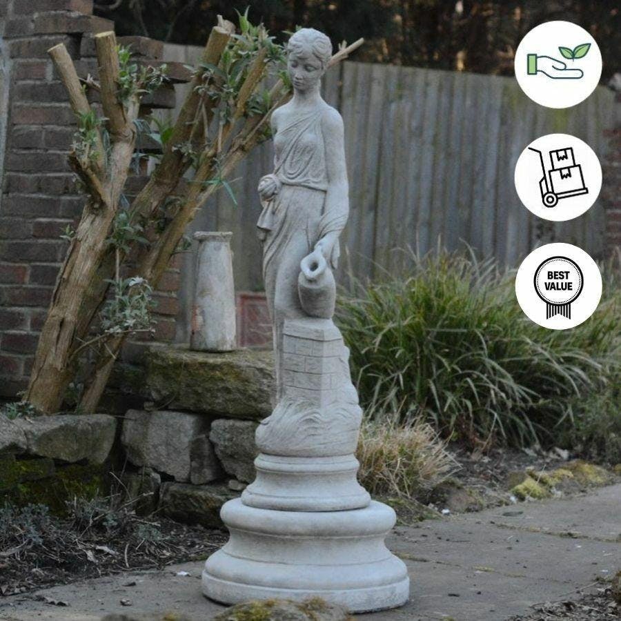 Osn Girls Classic Stone Cast Roman Lady Statue With A Jug On Column