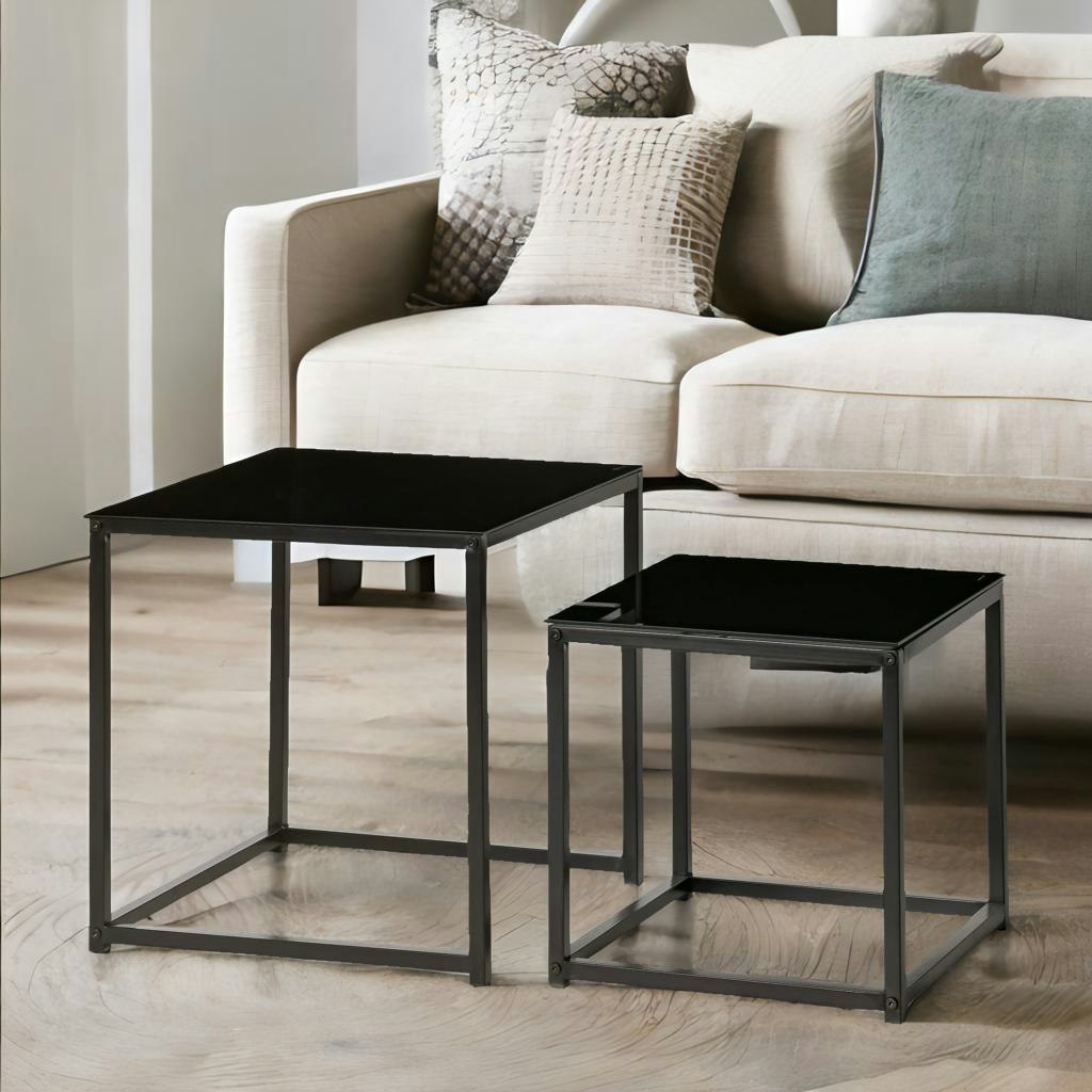 Rackhams Black Set Of 2 Nesting Coffee Tables