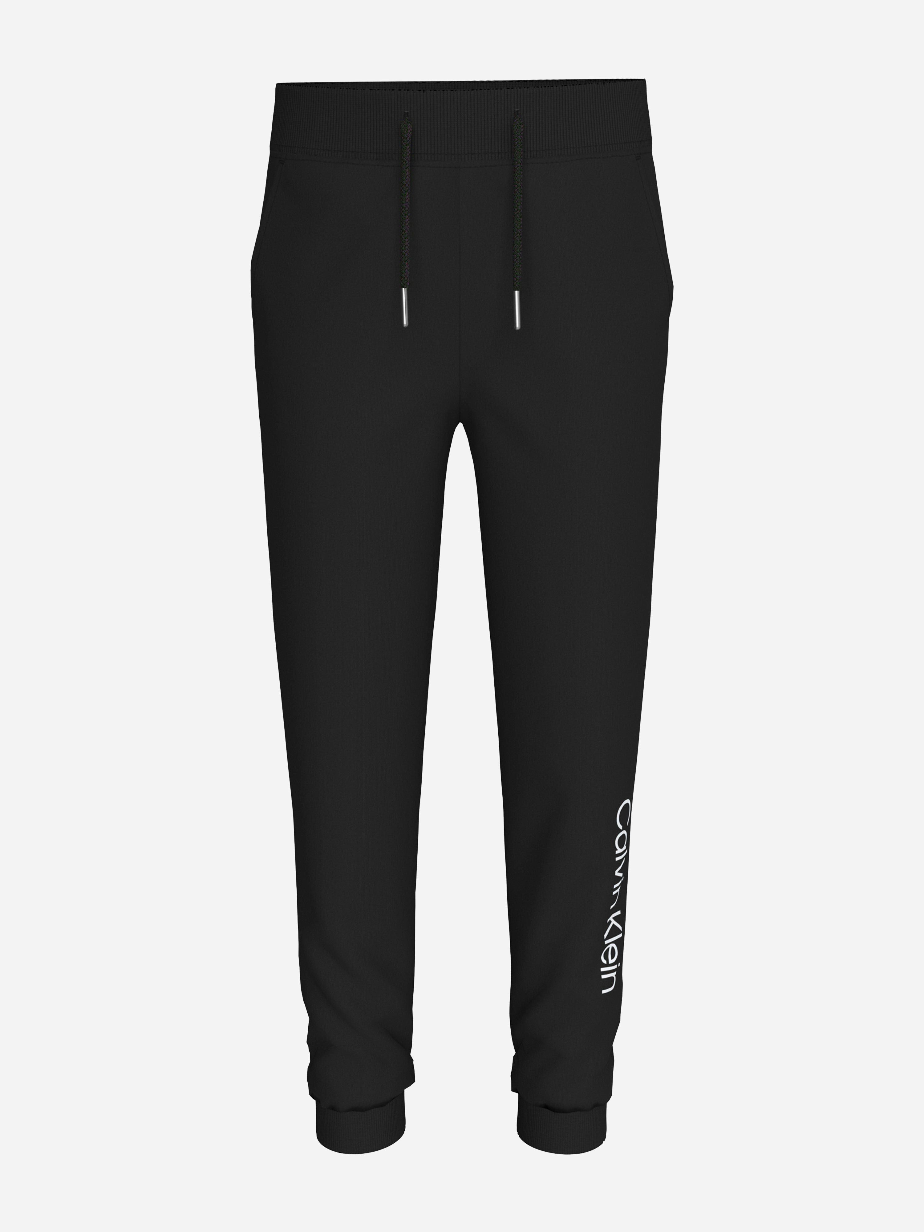 Calvin Klein Boys Black Kids Logo Regular Joggers In - 4 Yrs