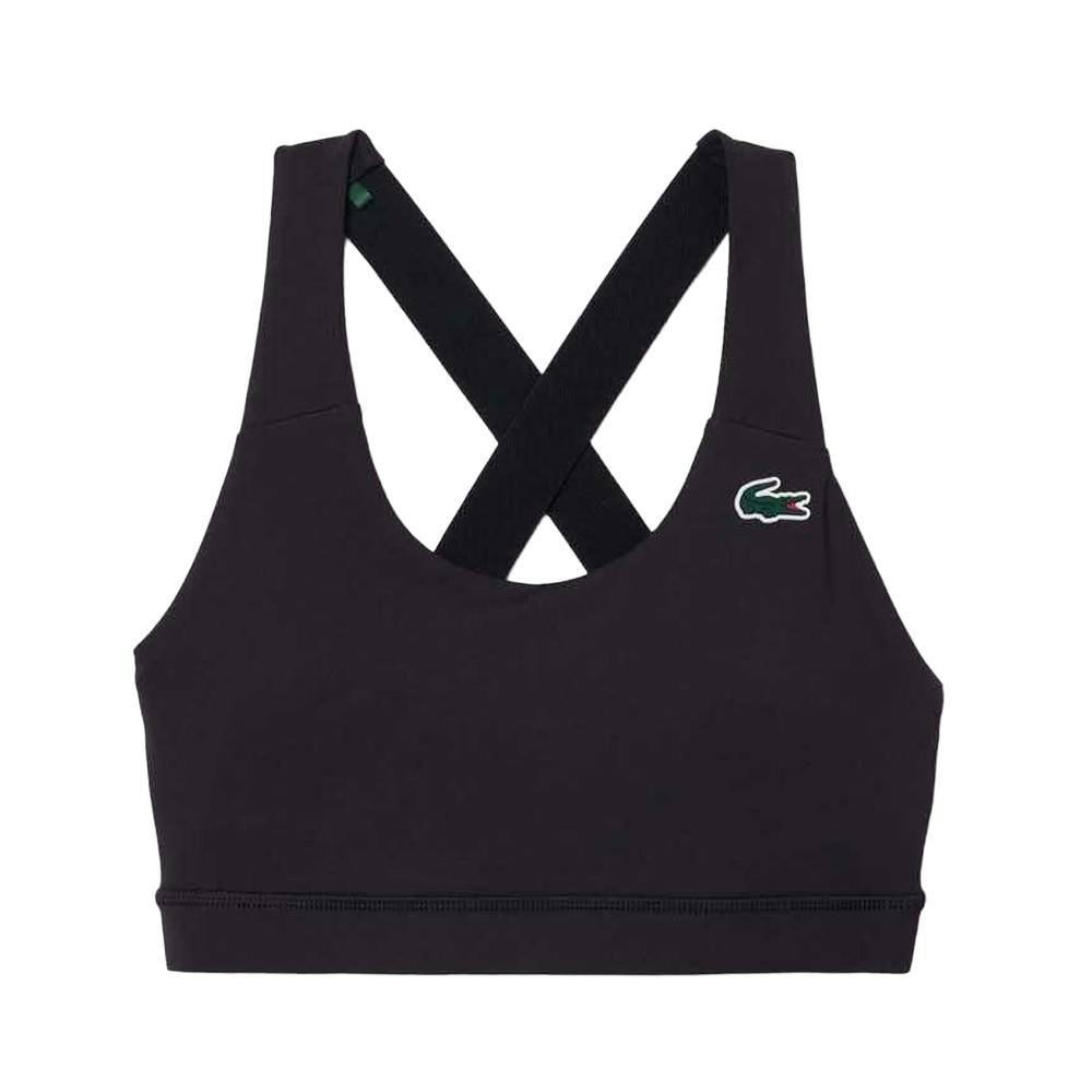 Lacoste Women's Black / Stretch Breathable Sport Bralette - L - 82% Polyester/18% Elastane